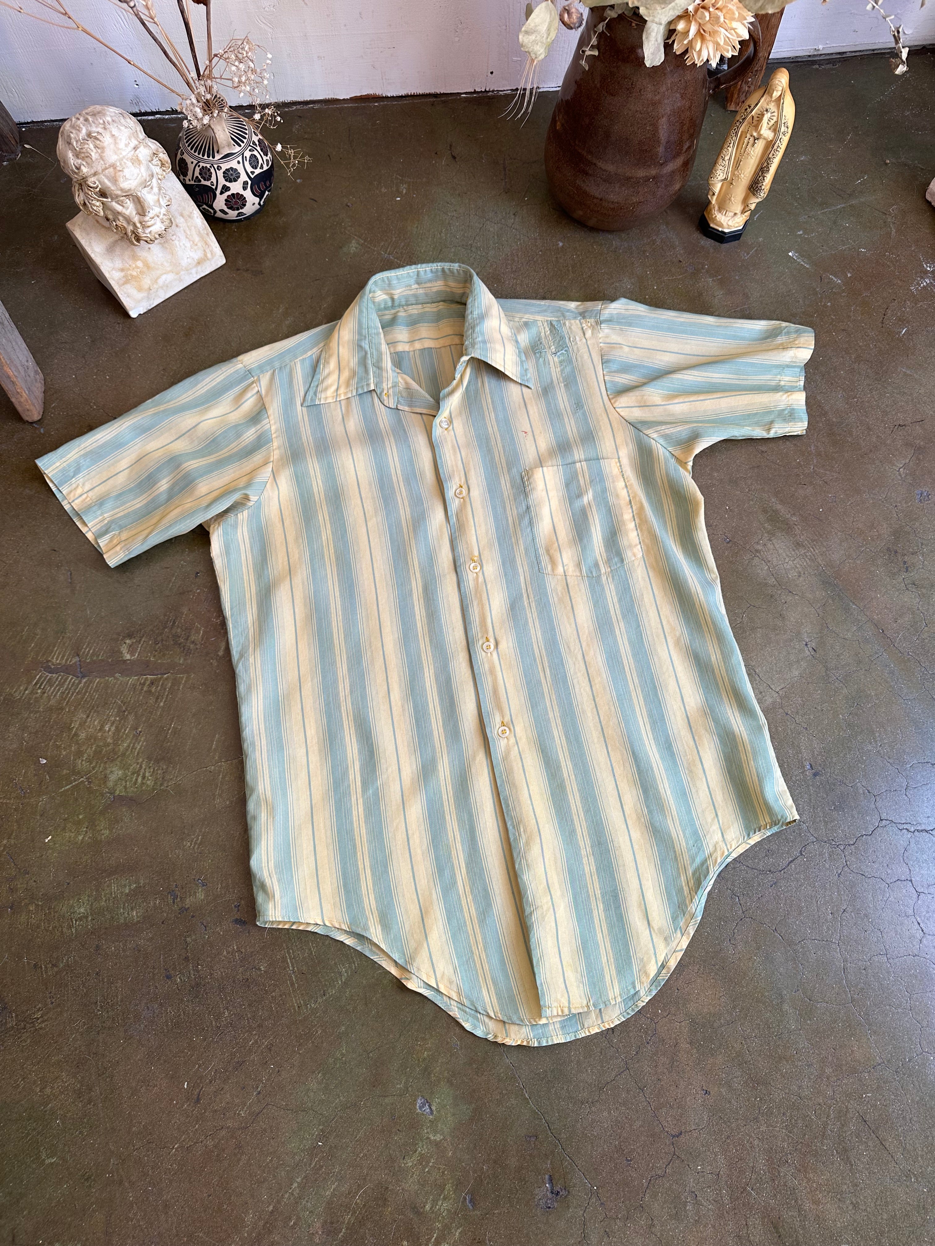 1970s Thrashed Striped Button-Up (M)