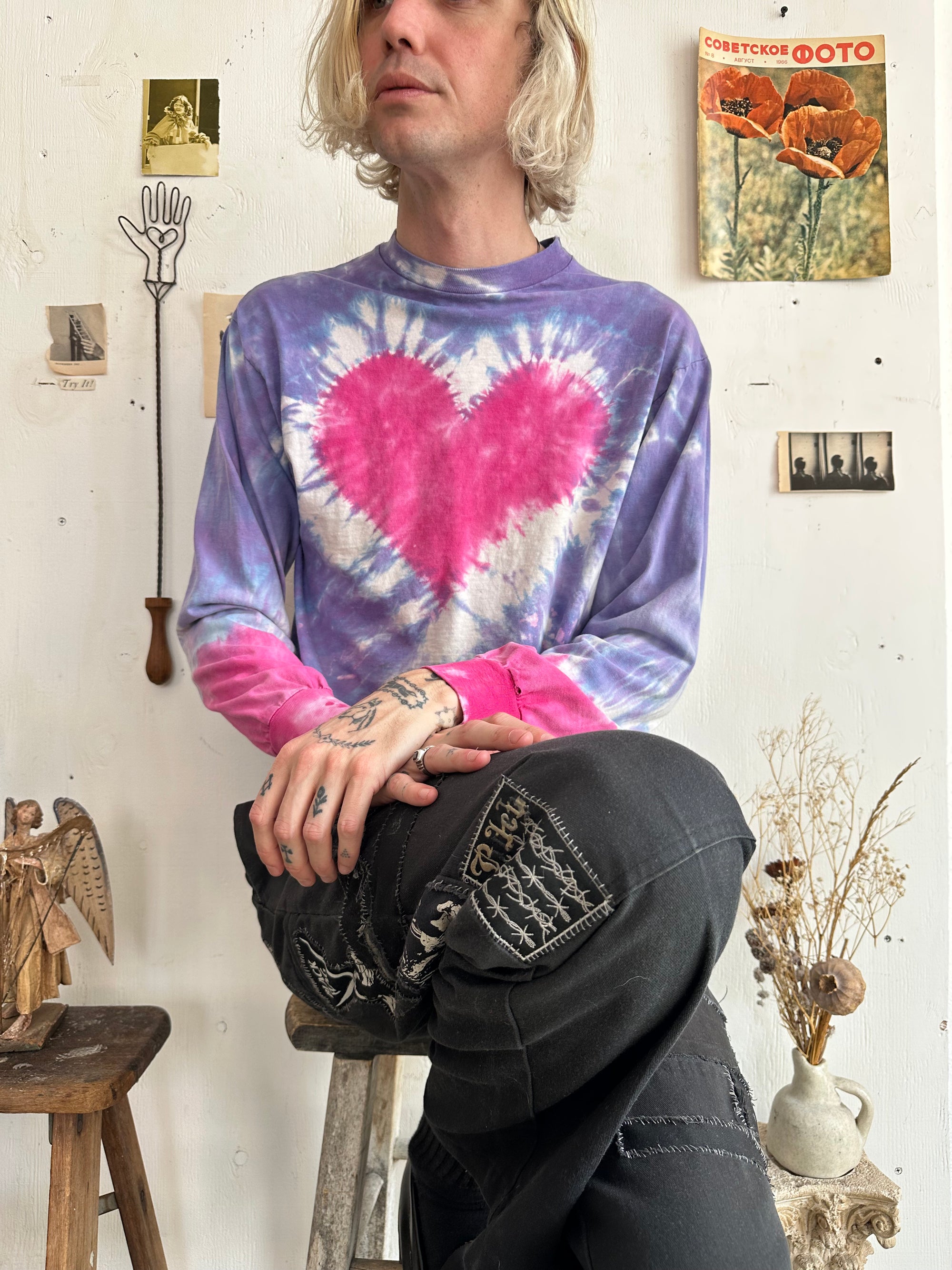 1980s TyeDye Heart Long Sleeve