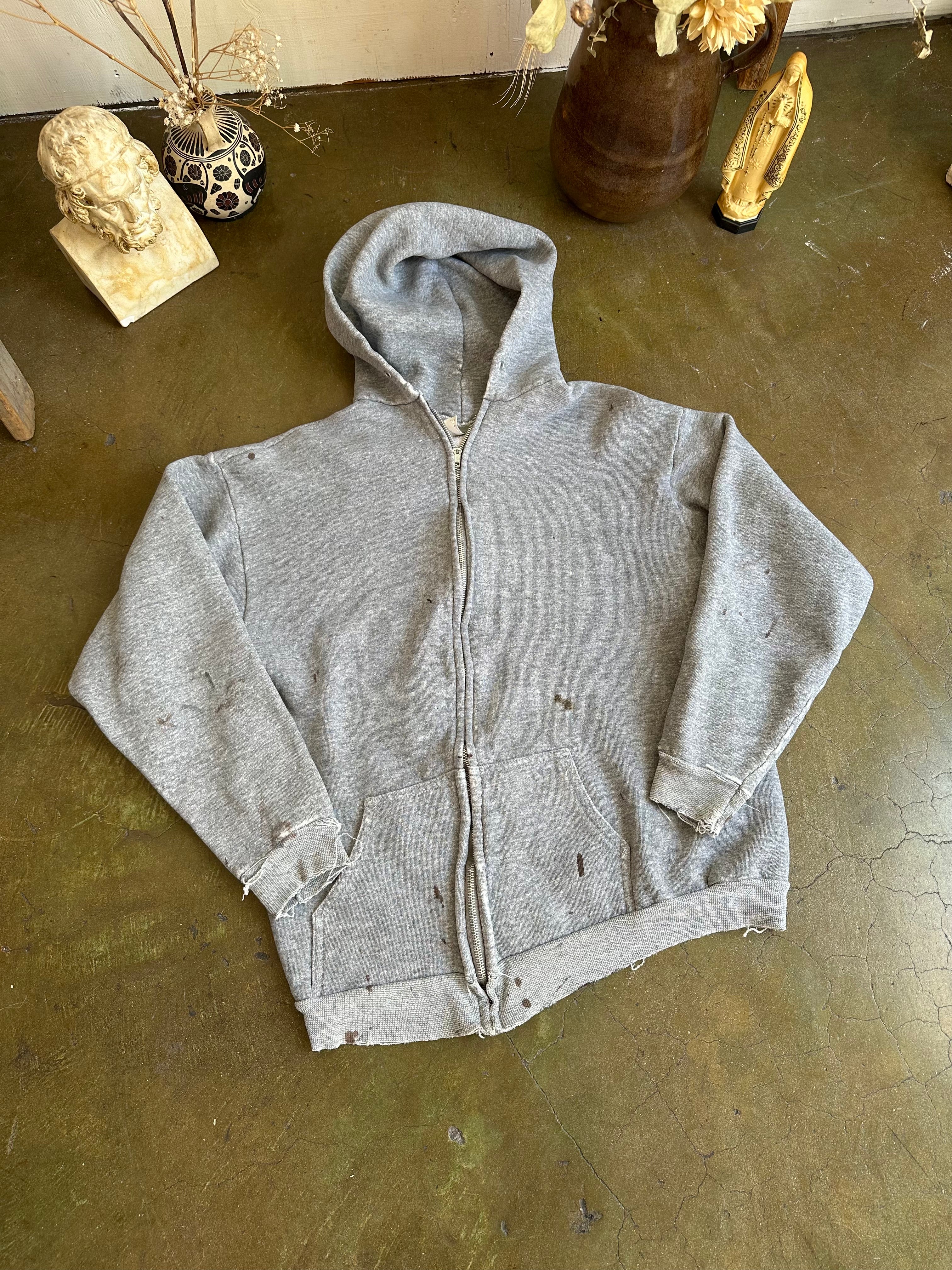 1980s Thrashed Gray Zip-Up (S)