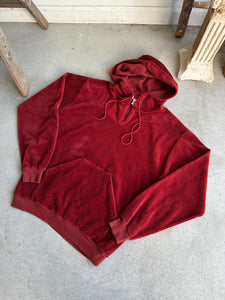 1980s Red Velour Hoodie (L)