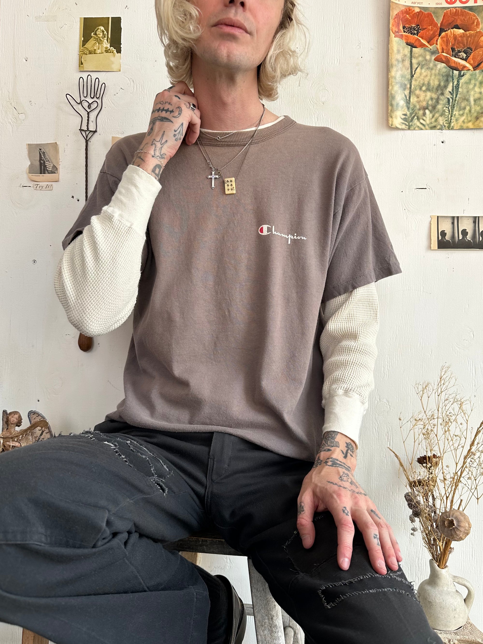 1990s Perfect Sunfaded Black Champion Tee