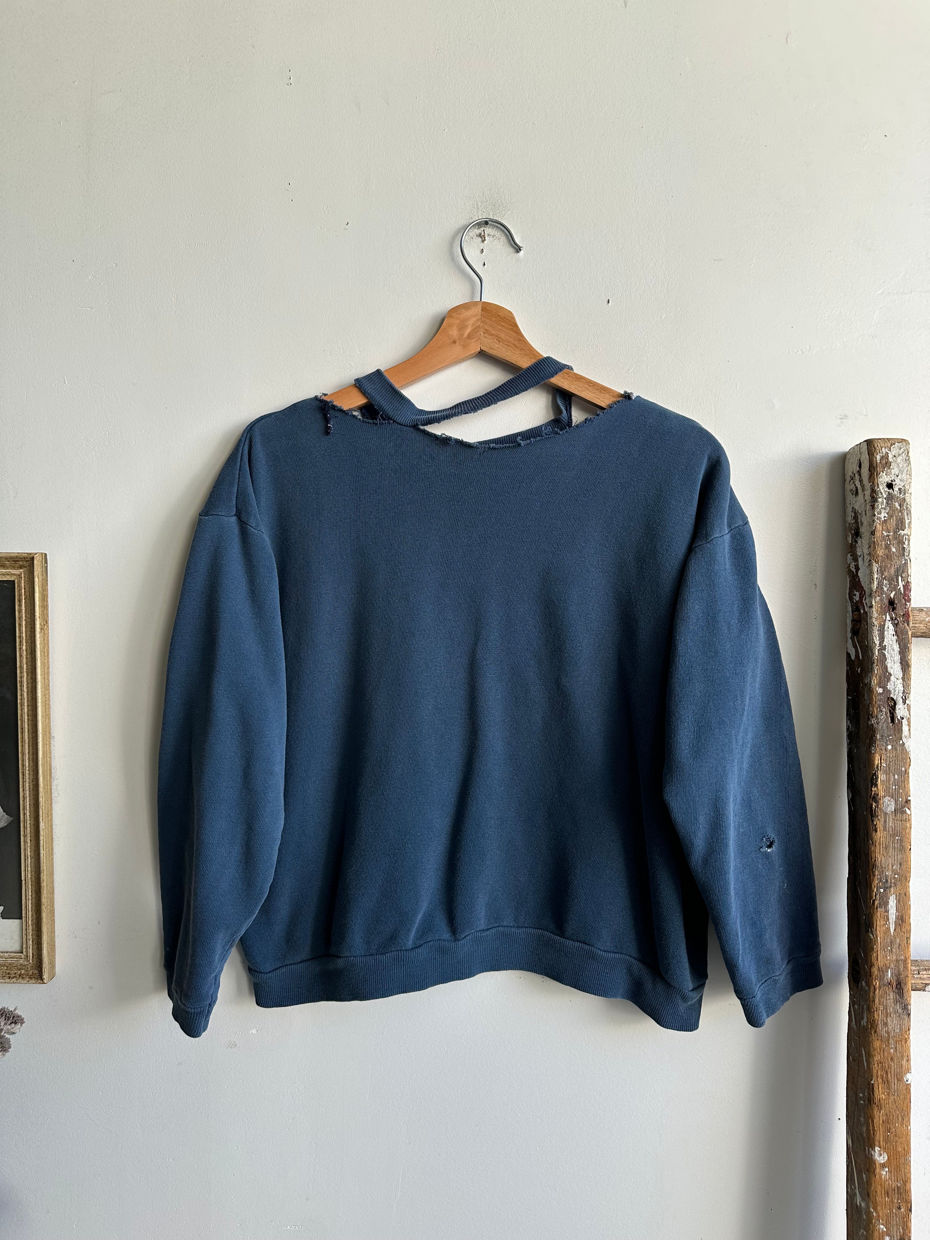 1960s Thrashed Navy Sweatshirt (S/M)