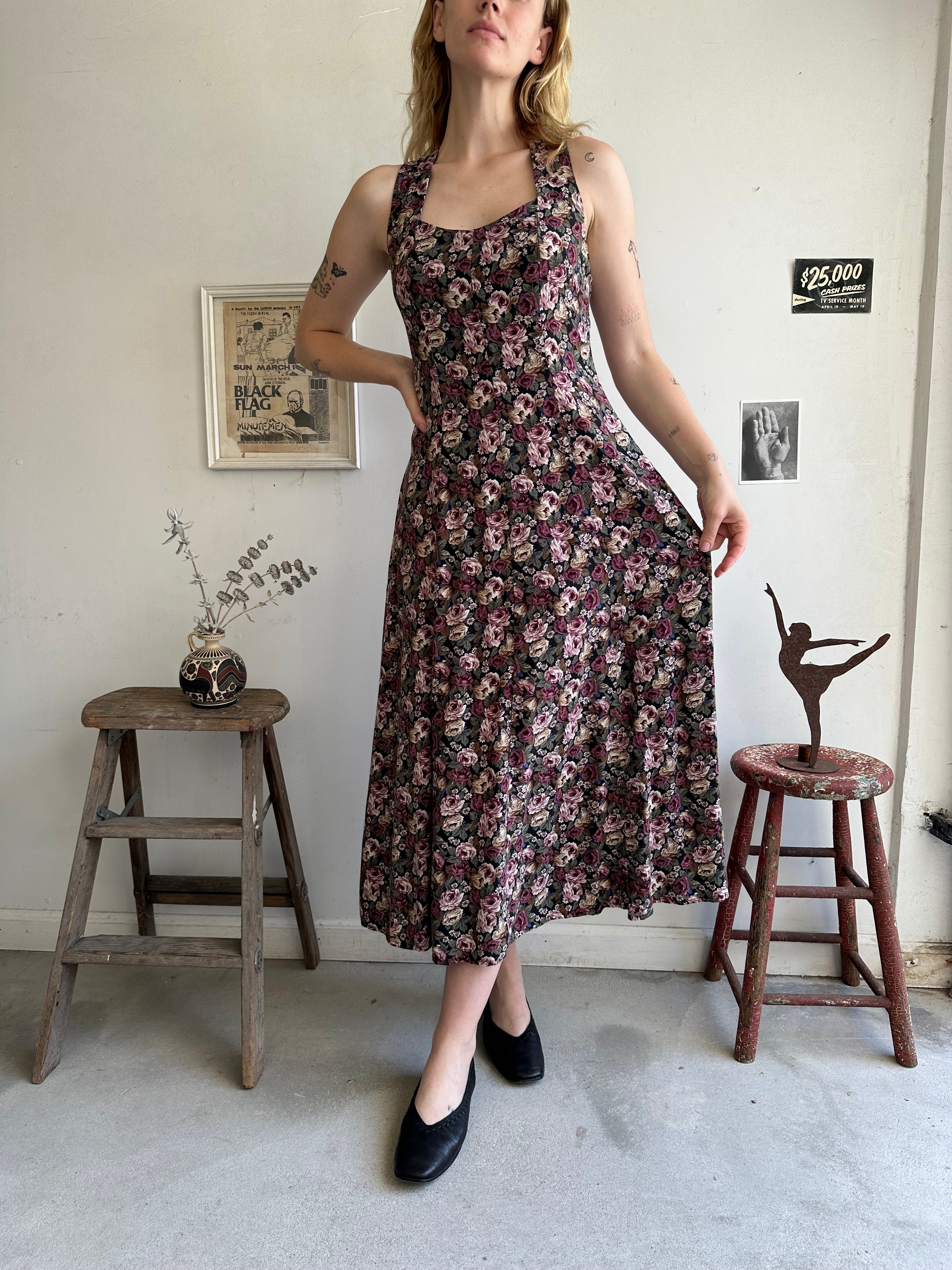 1990s Floral Cross-Back Dress (S/M)