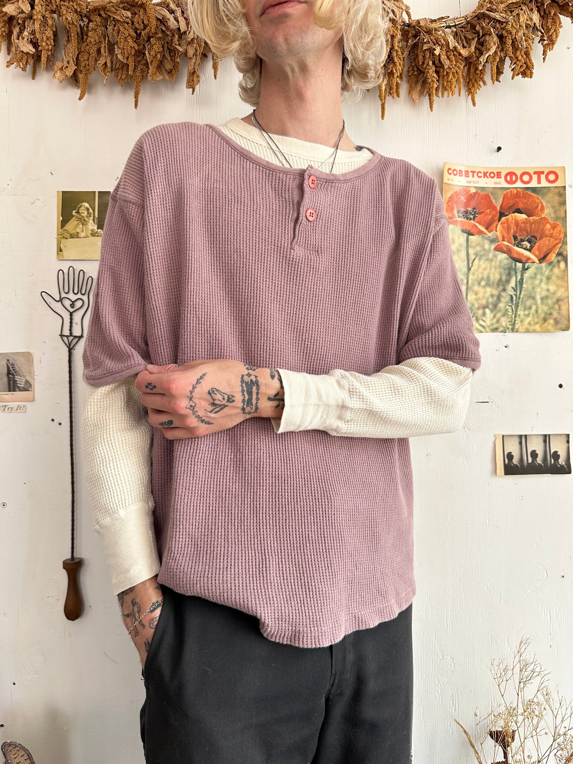 1990s Short Sleeve Thermal Henley