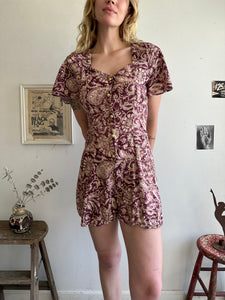 1990s Purple Paisley Romper (L)