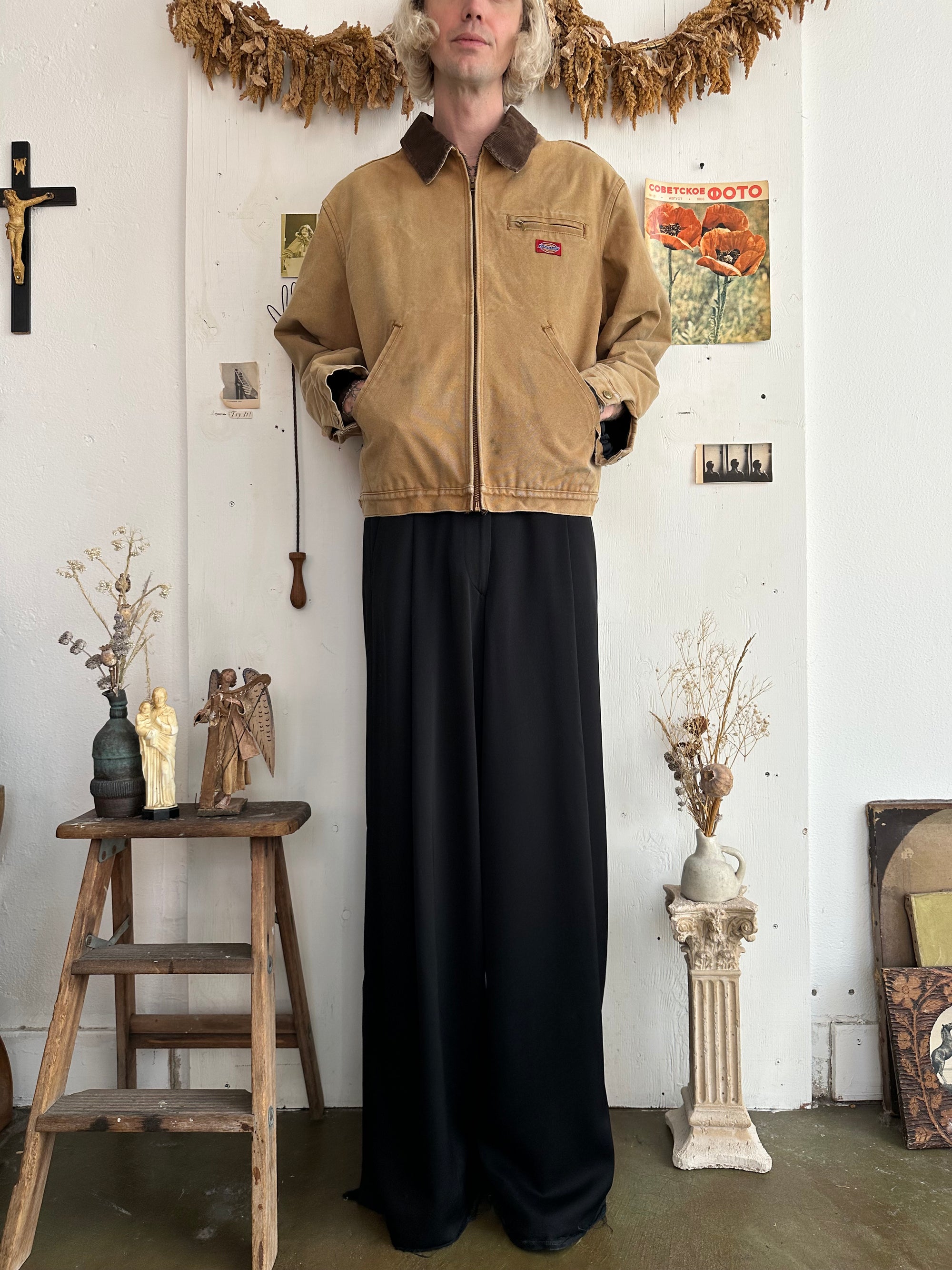 1990s Well Worn Dickies Blanket Lined Detroit Style Jacket