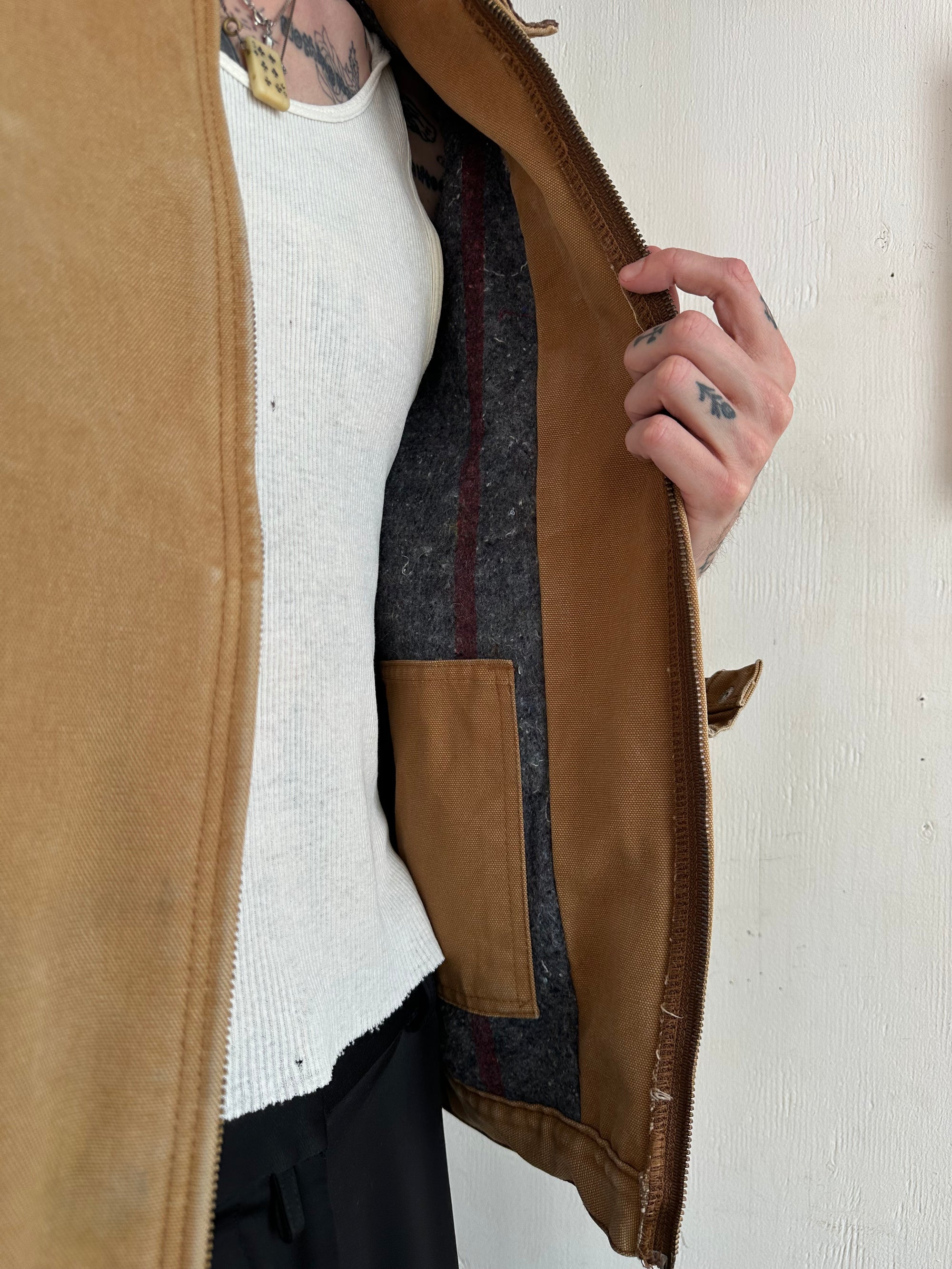 1990s Well Worn Dickies Blanket Lined Detroit Style Jacket