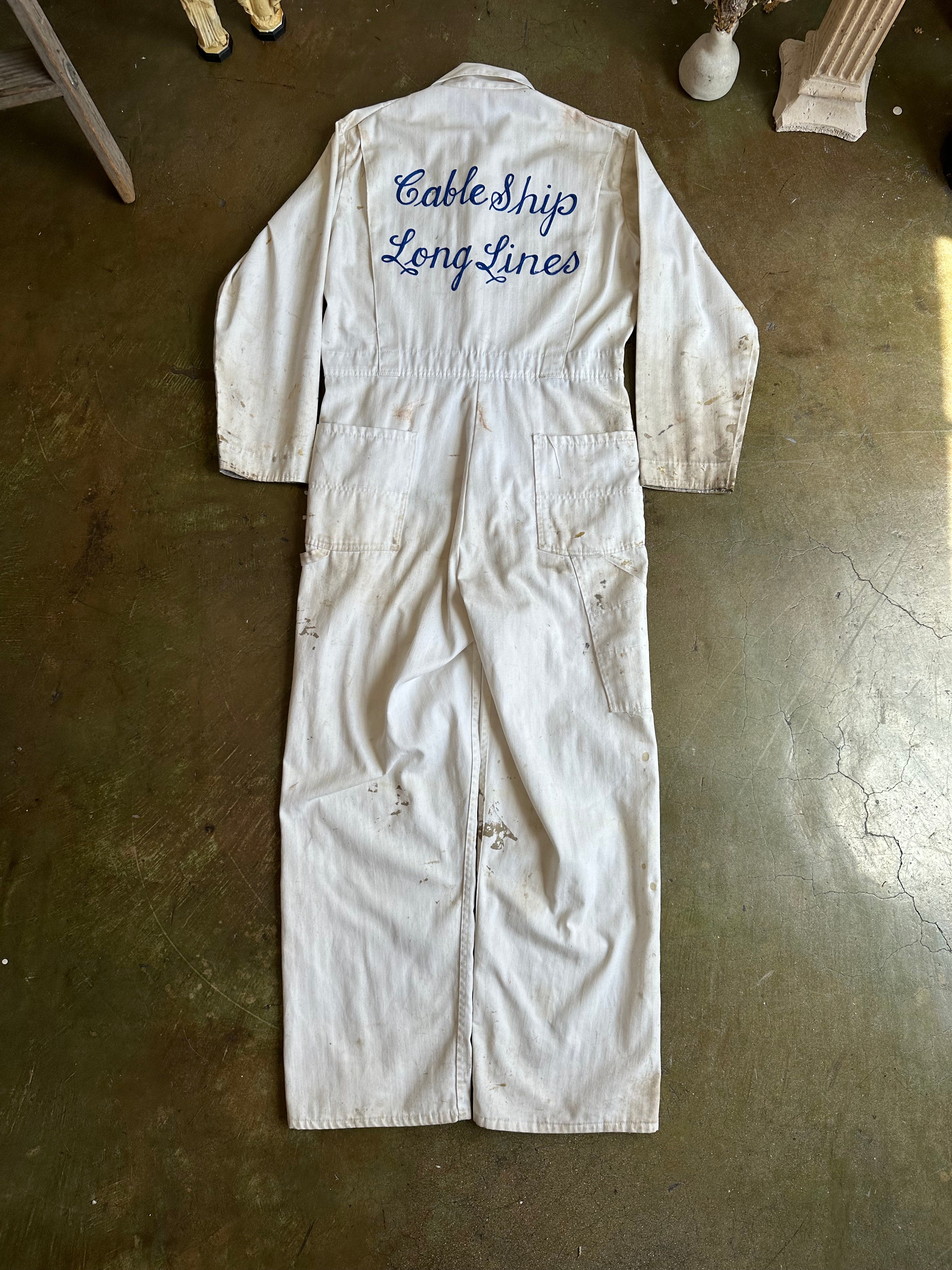 1980s Ben Davis Thrashed Chainstitched Jumpsuit (M)