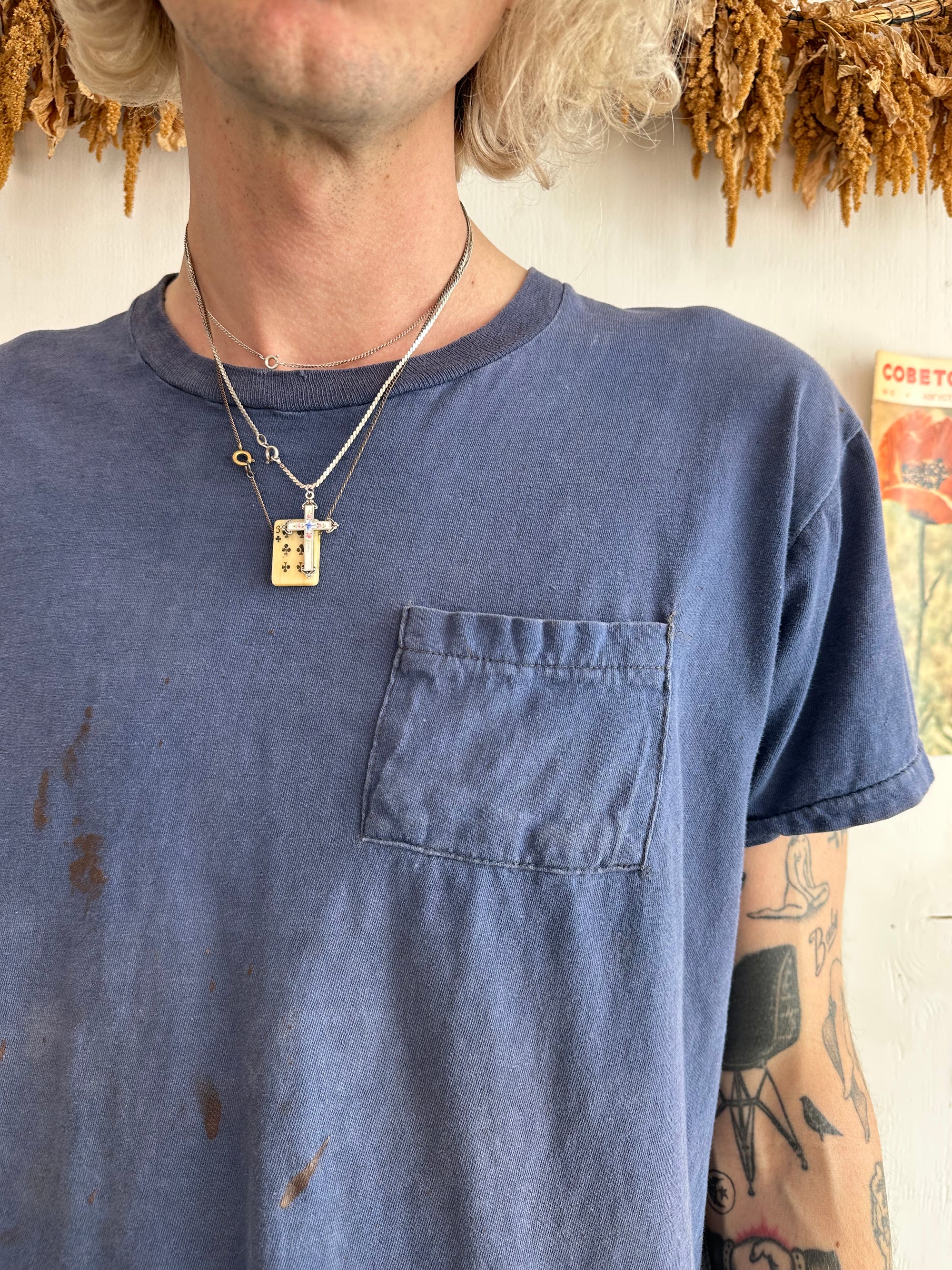 1970s Thrashed 100% Cotton Pocket Tee