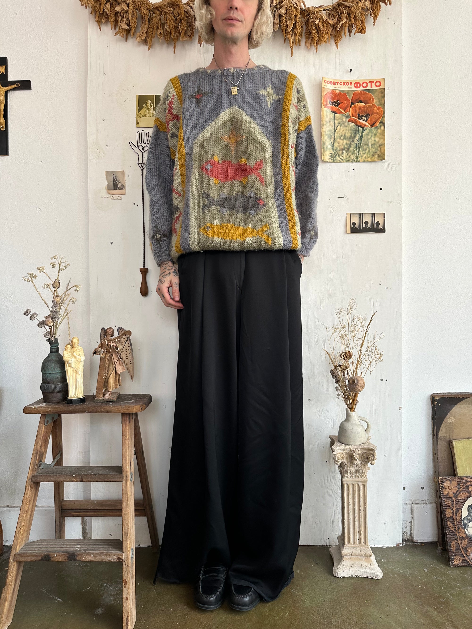 1990s Handknit Folk Sweater