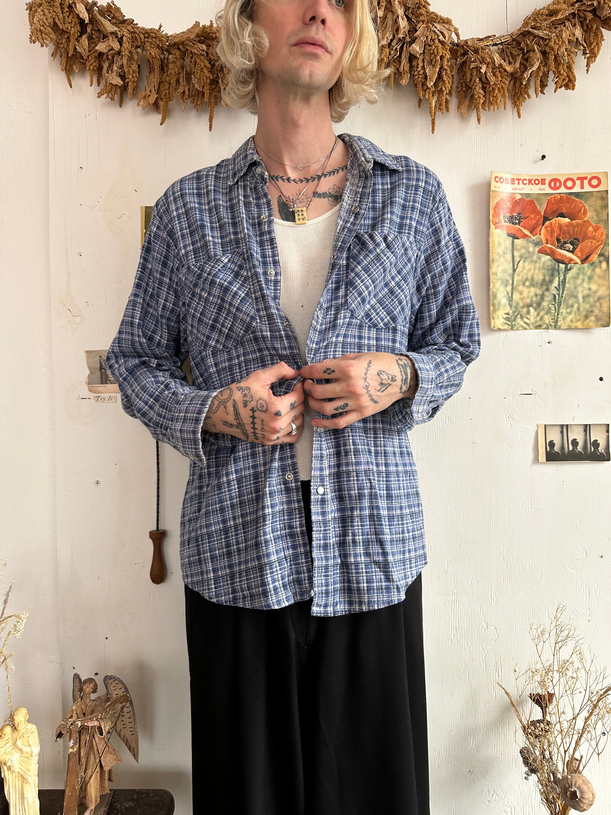 1990s All Cotton Snap Button Flannel