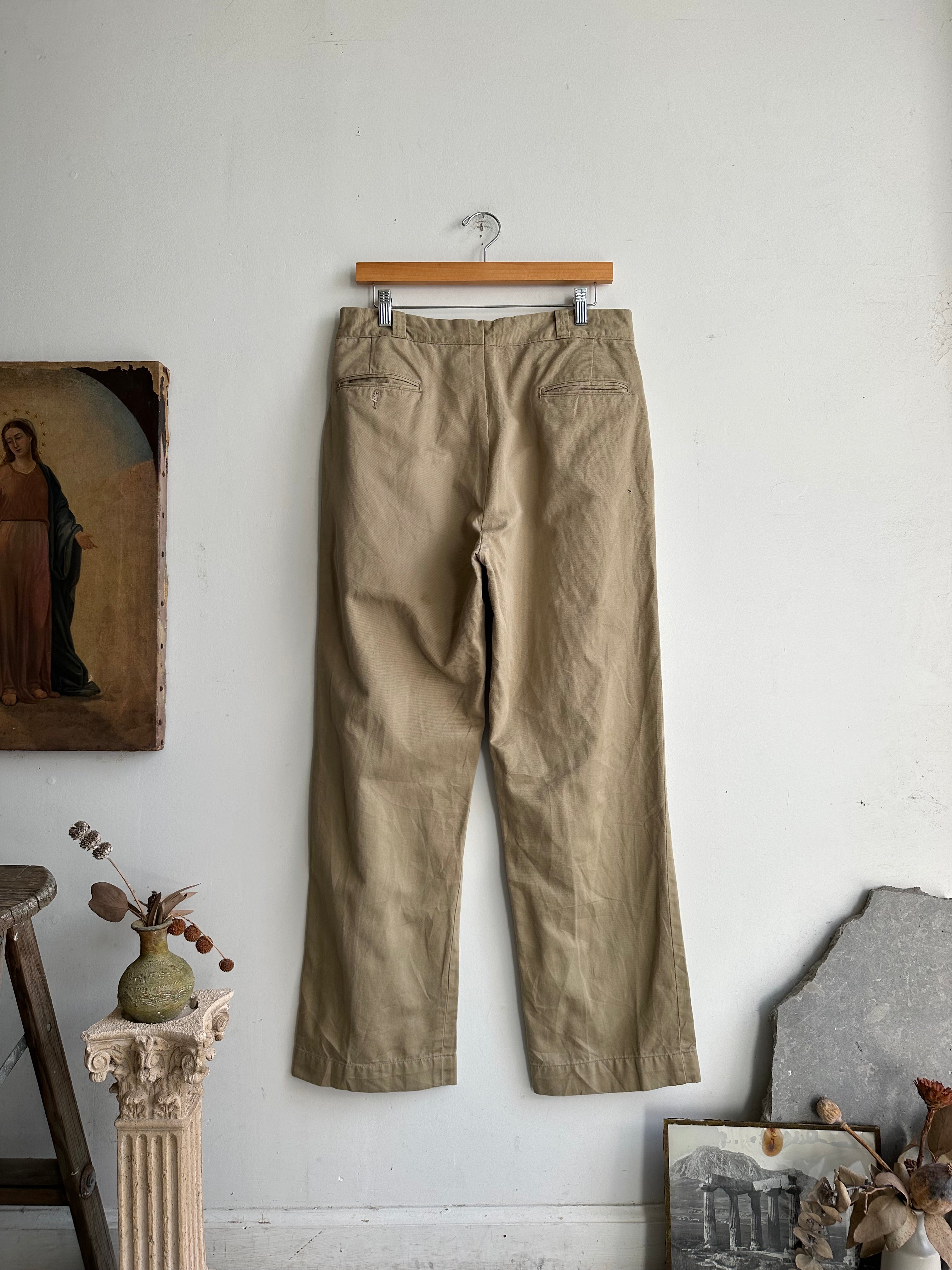 1970s Tan Military Trousers (33 x 30)