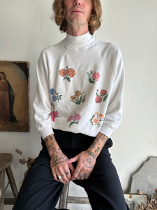 1980s Flowers Mock-Neck Sweatshirt (S/M)