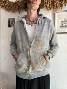 1980s Paint Stained Thermal Lined Hoodie (M)