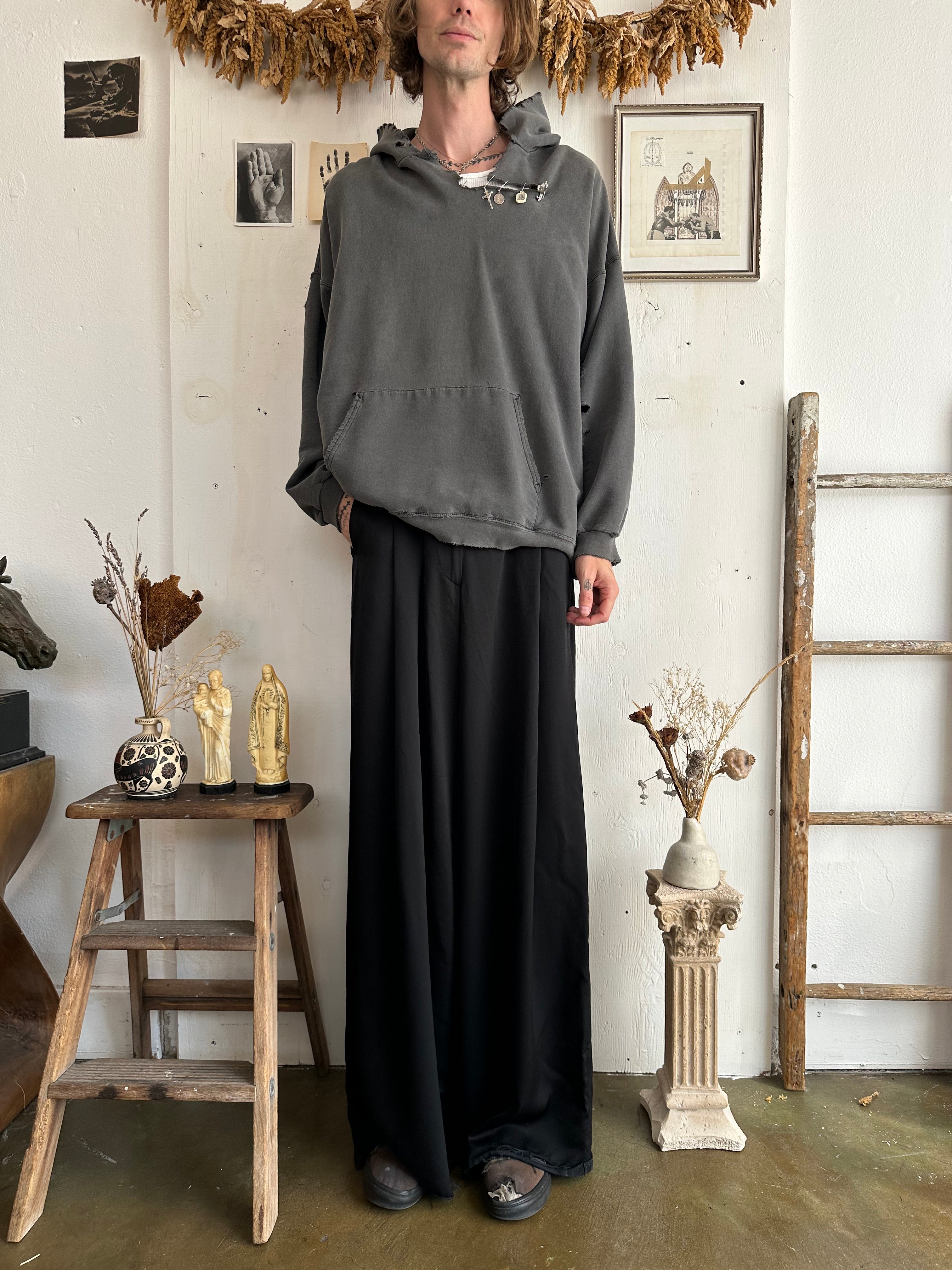 1990s Thrashed and Sunfaded Black Hoodie (Boxy XL)
