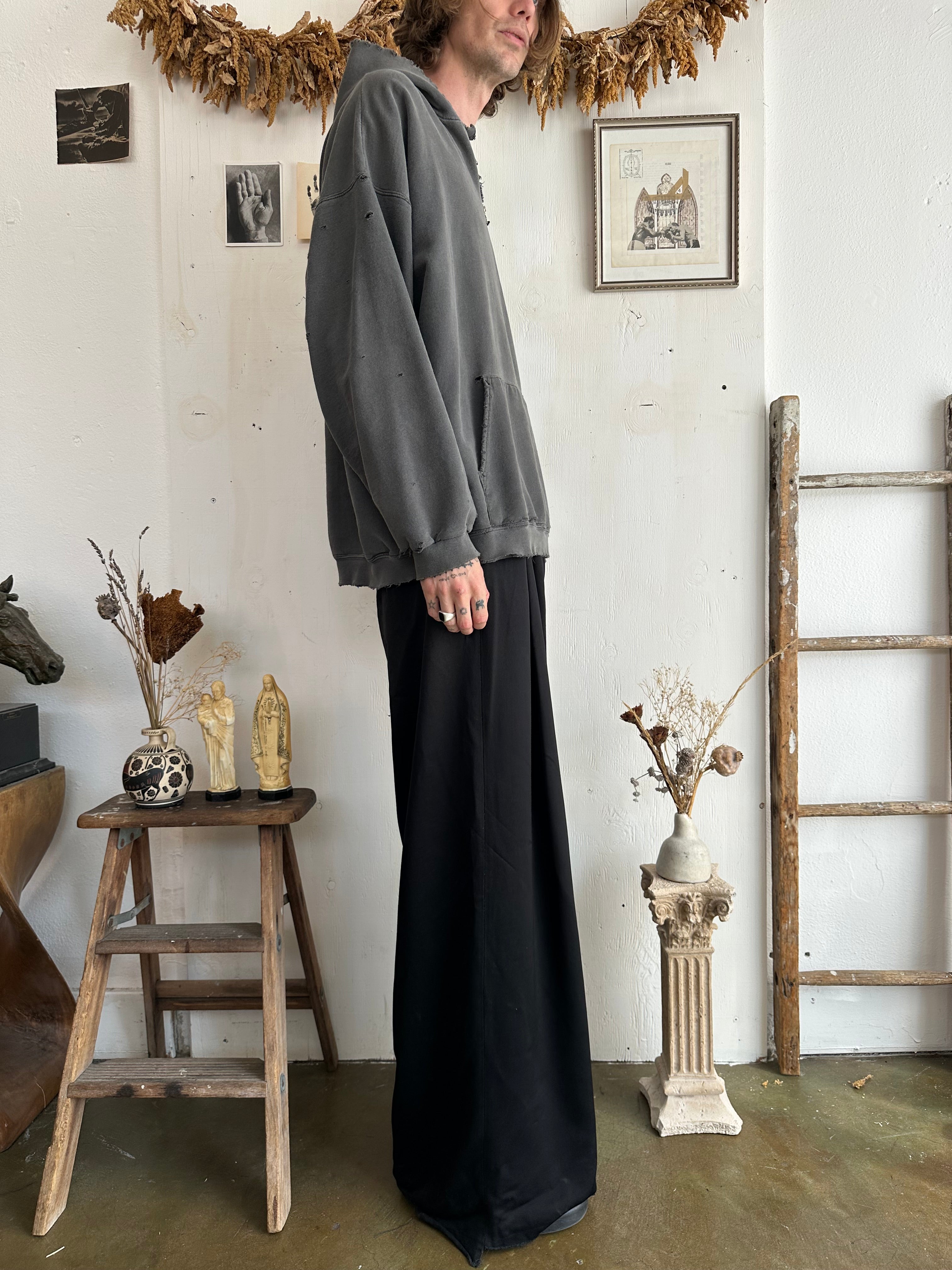 1990s Thrashed and Sunfaded Black Hoodie (Boxy XL)