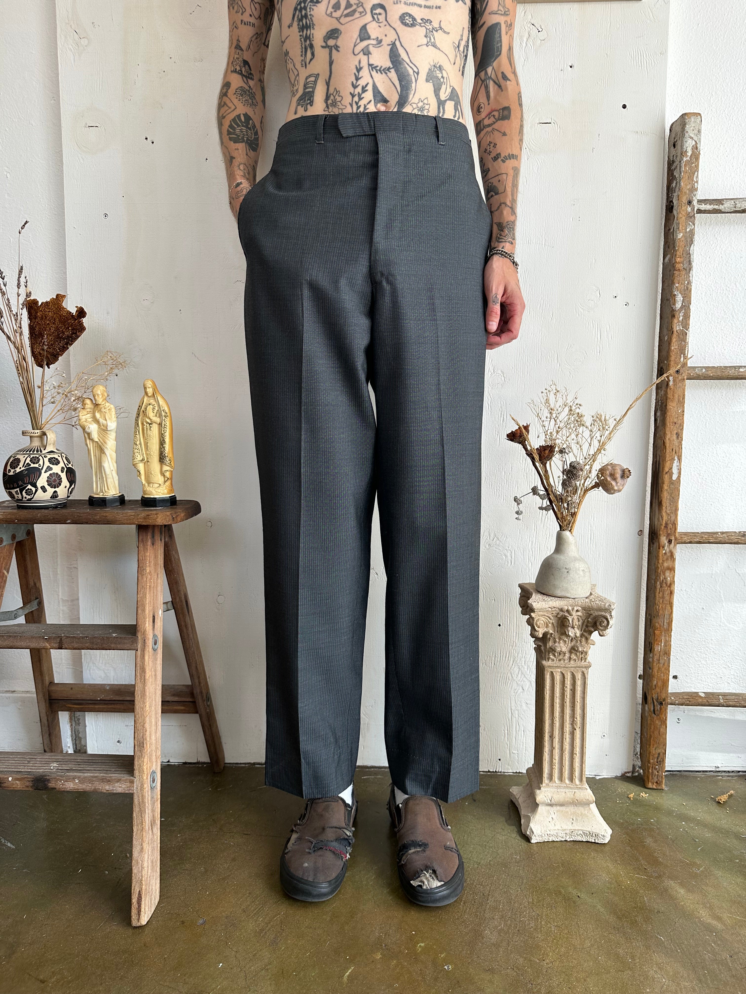 1960s Charcoal Pinstripe Trousers (32/31)