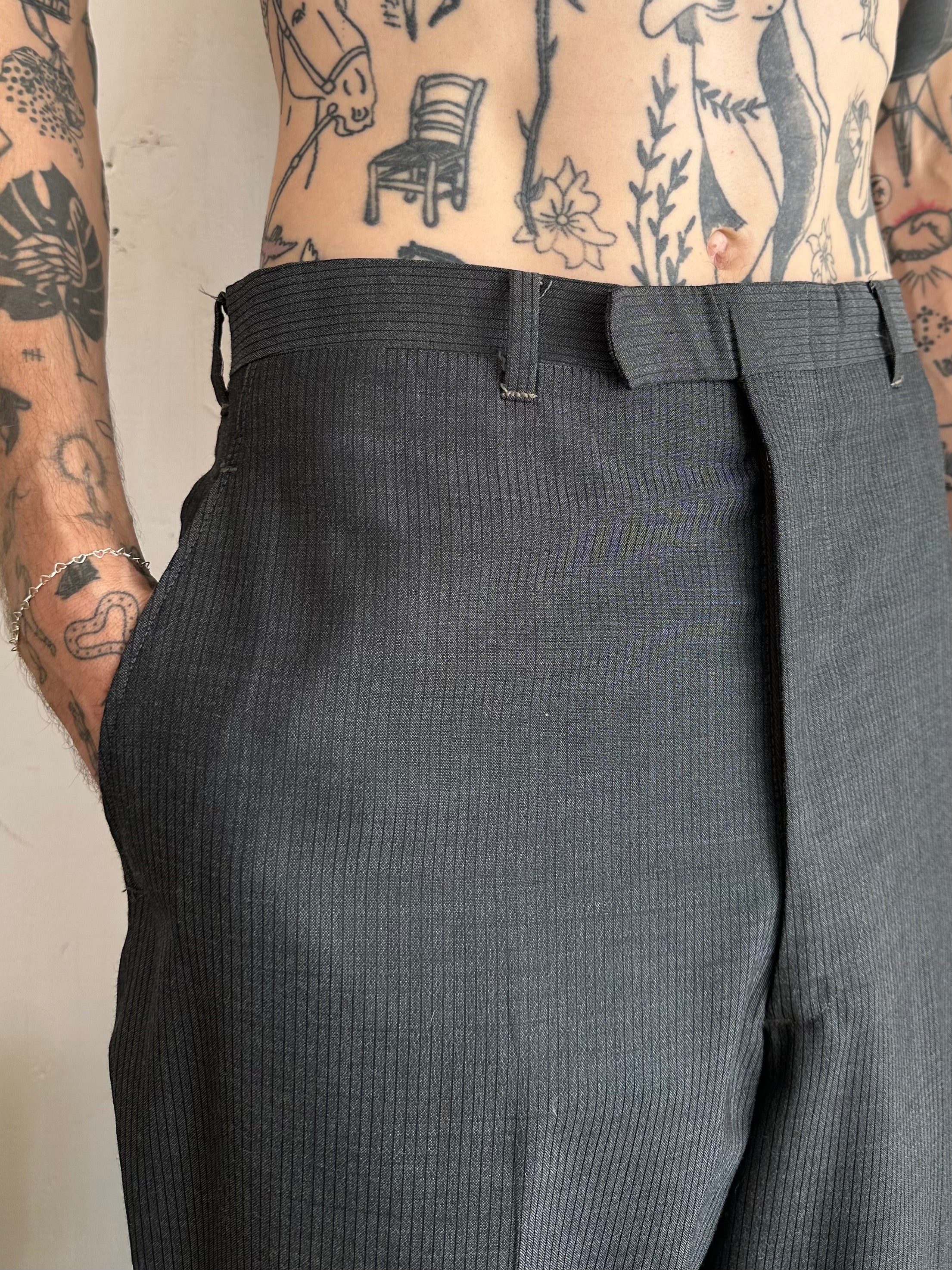 1960s Charcoal Pinstripe Trousers (32/31)