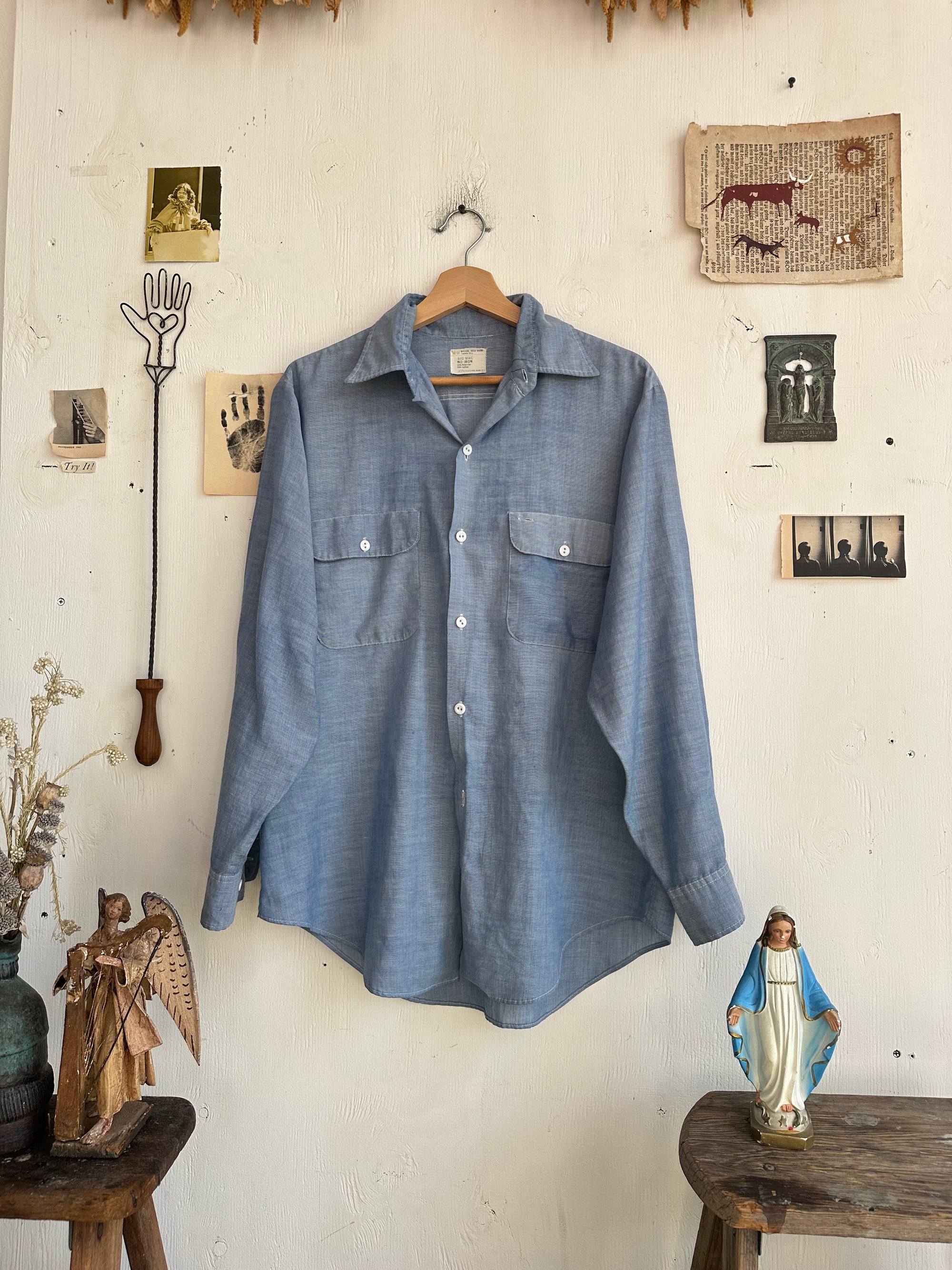 1970s Paper Thin Chambray Long Sleeve