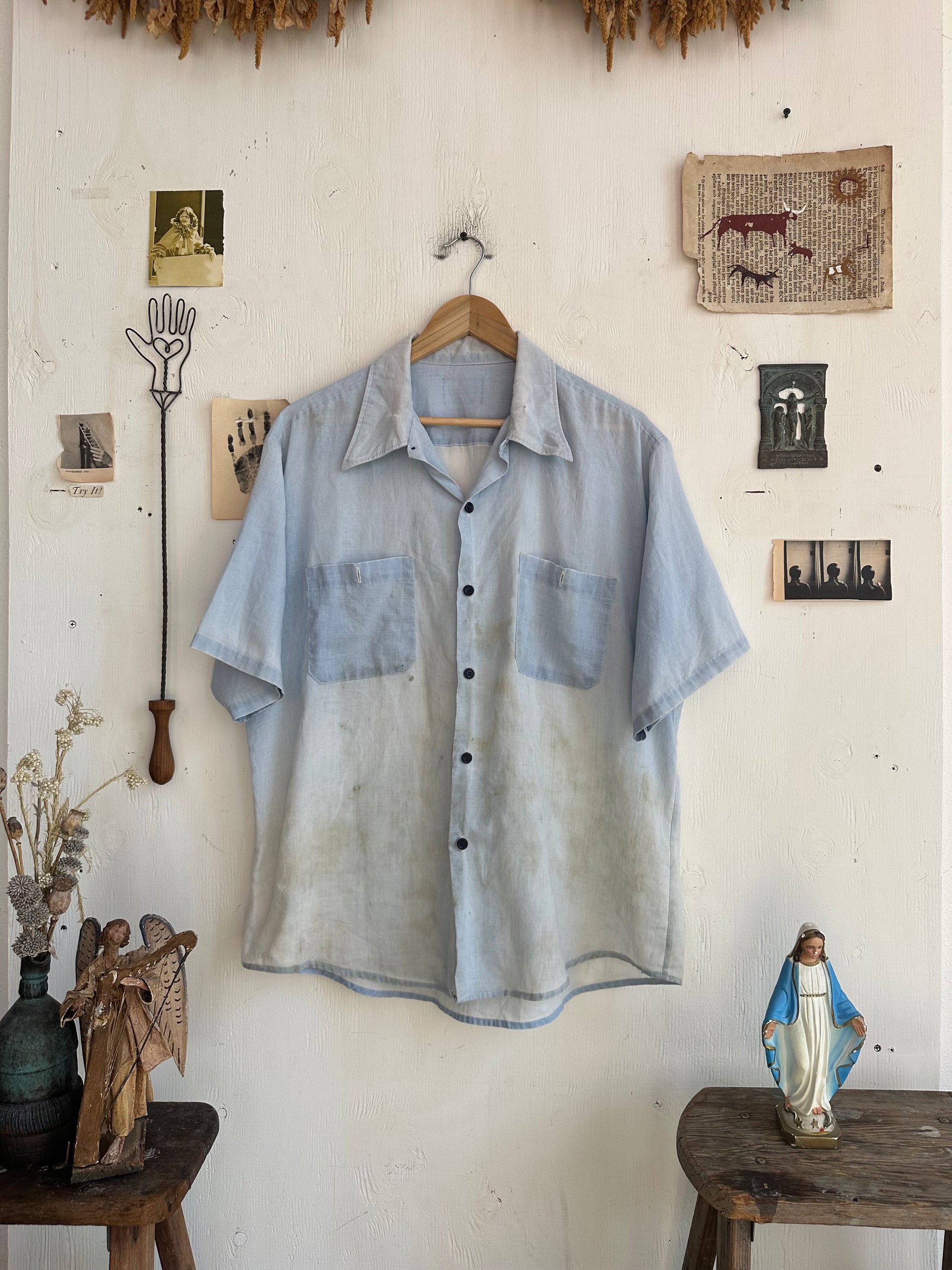 1970s  Thrashed Paper Thin Chambray Shirt