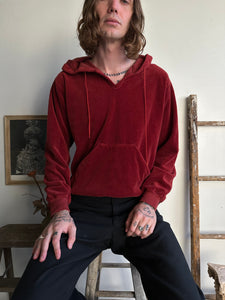 1980s Red Velour Hoodie (L)