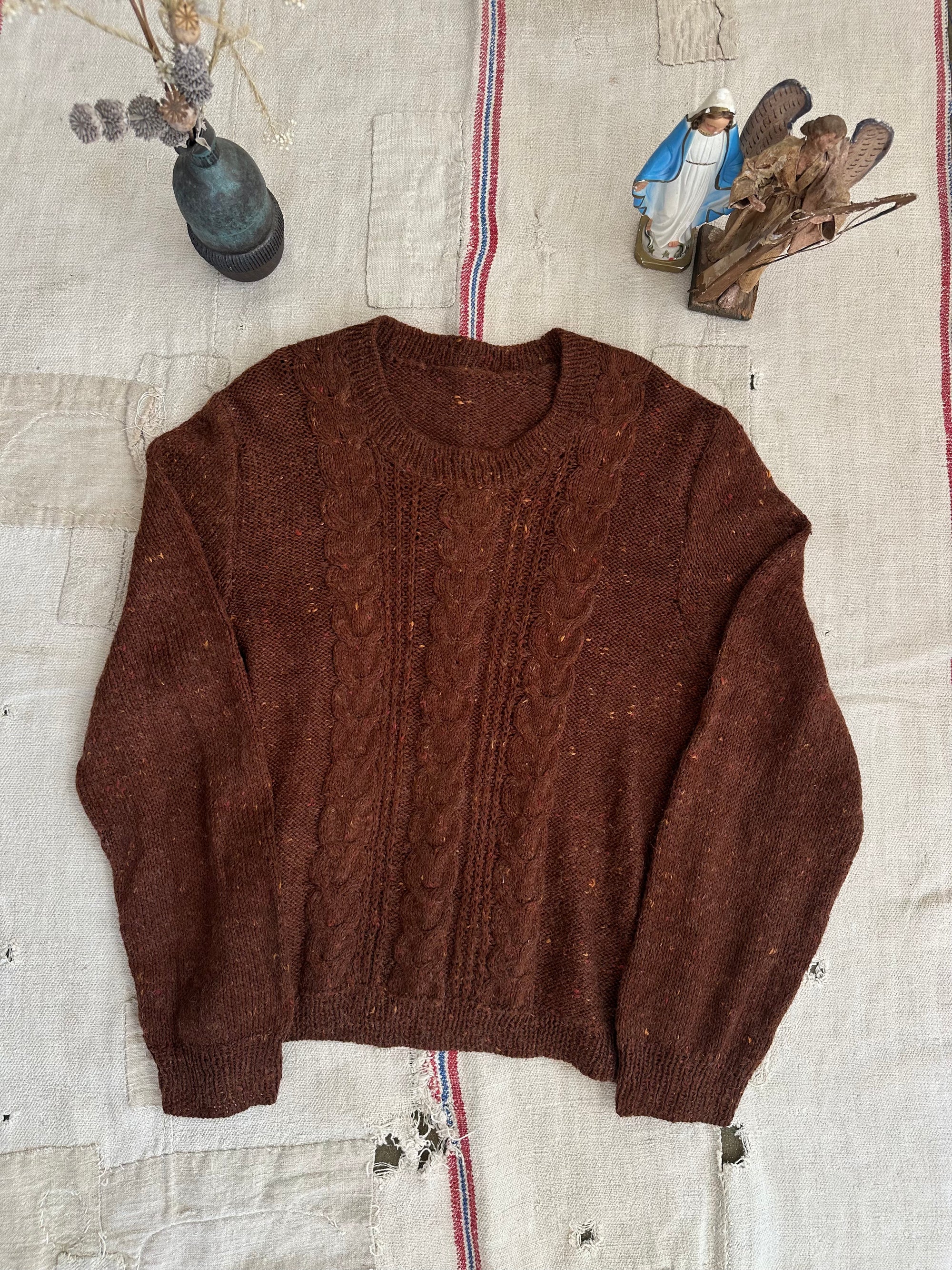 1980s Handknit Brown Sweater