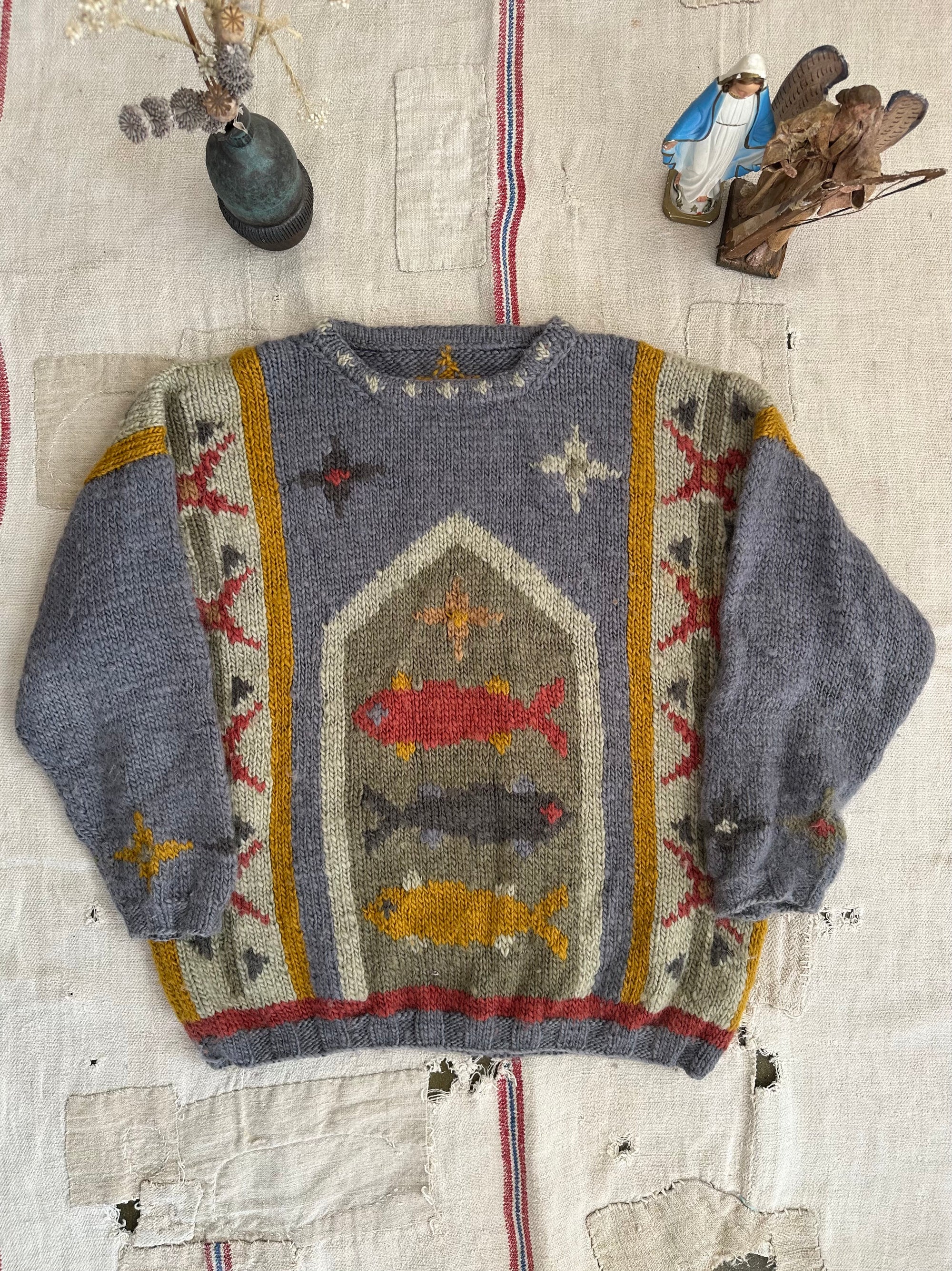 1990s Handknit Folk Sweater