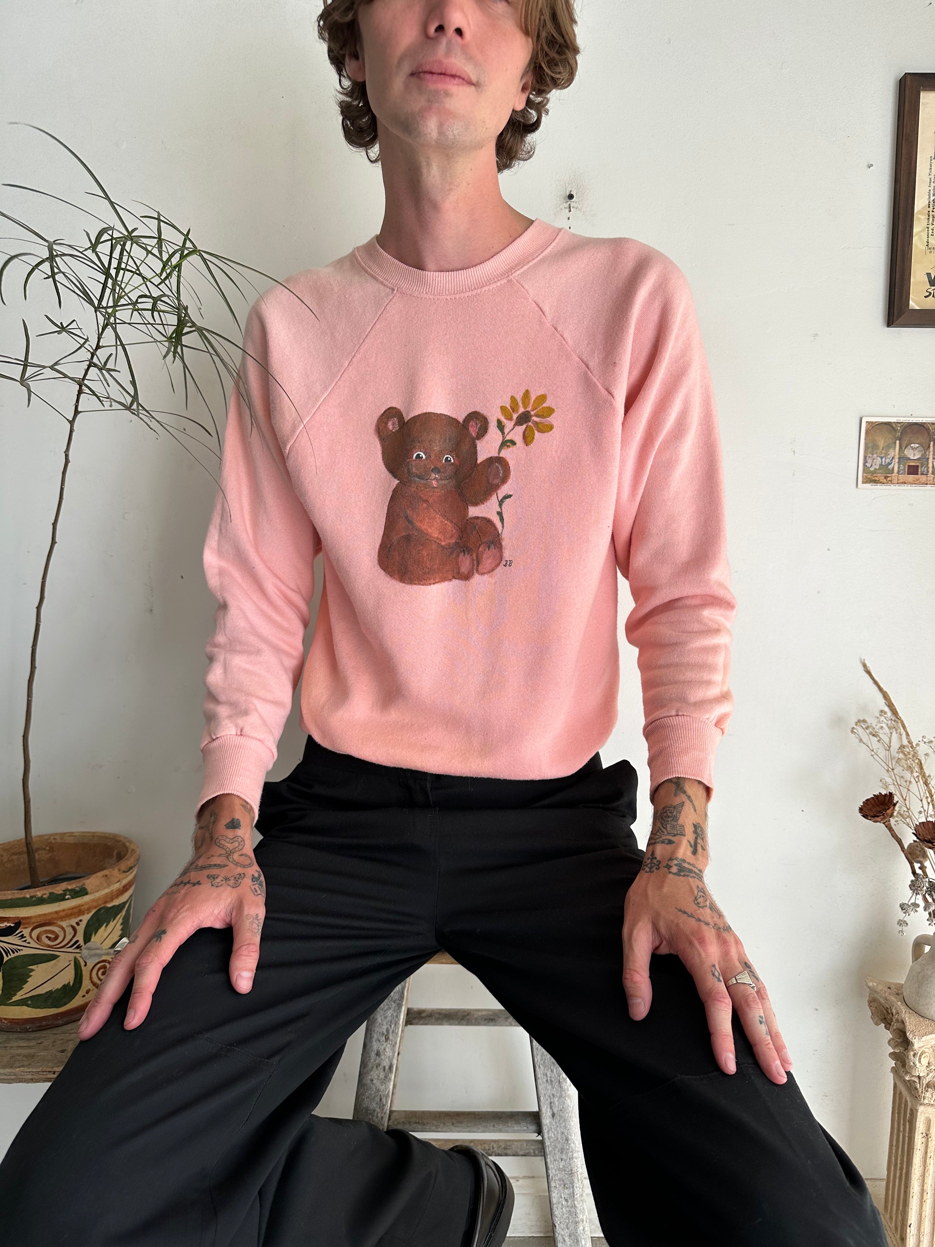 1980s Hand Painted Teddy Bear Sweatshirt (M)