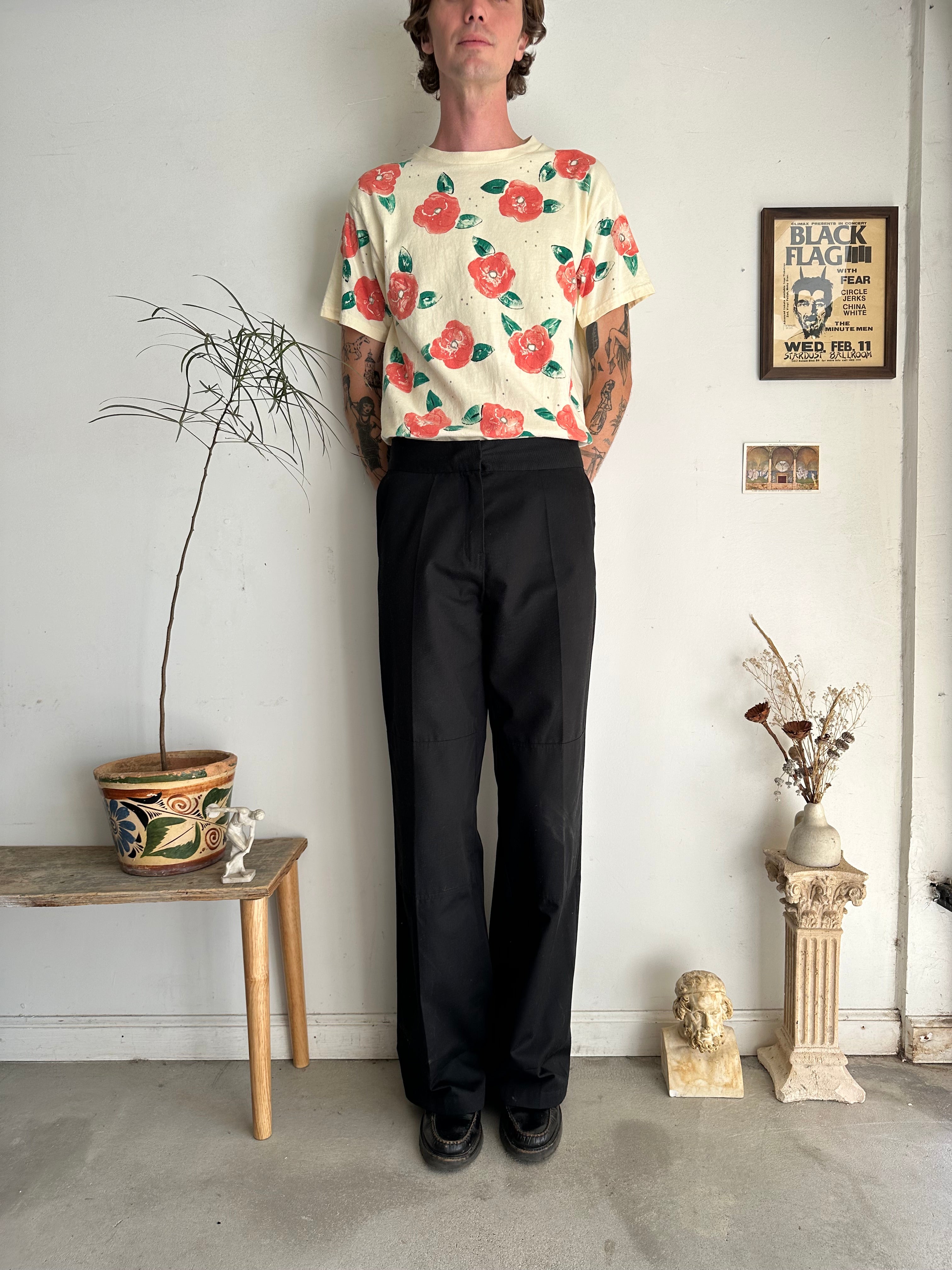 1990s Hoandpainted Flowers T-Shirt (L/XL)