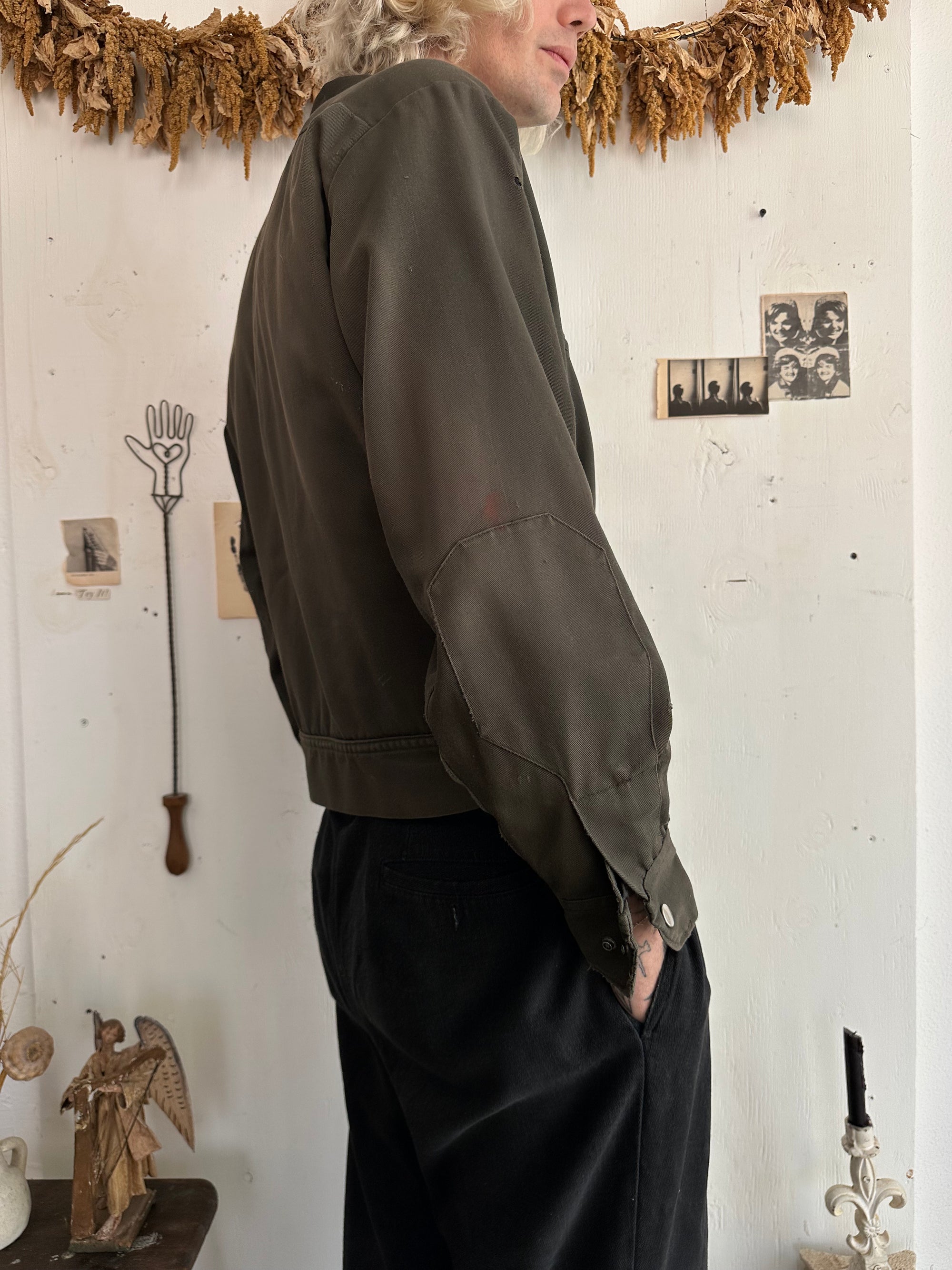 1960s Thrashed Black Work Jacket W/ Pins