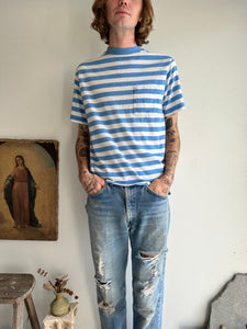 1980s Blue Striped Pocket Tee (L)