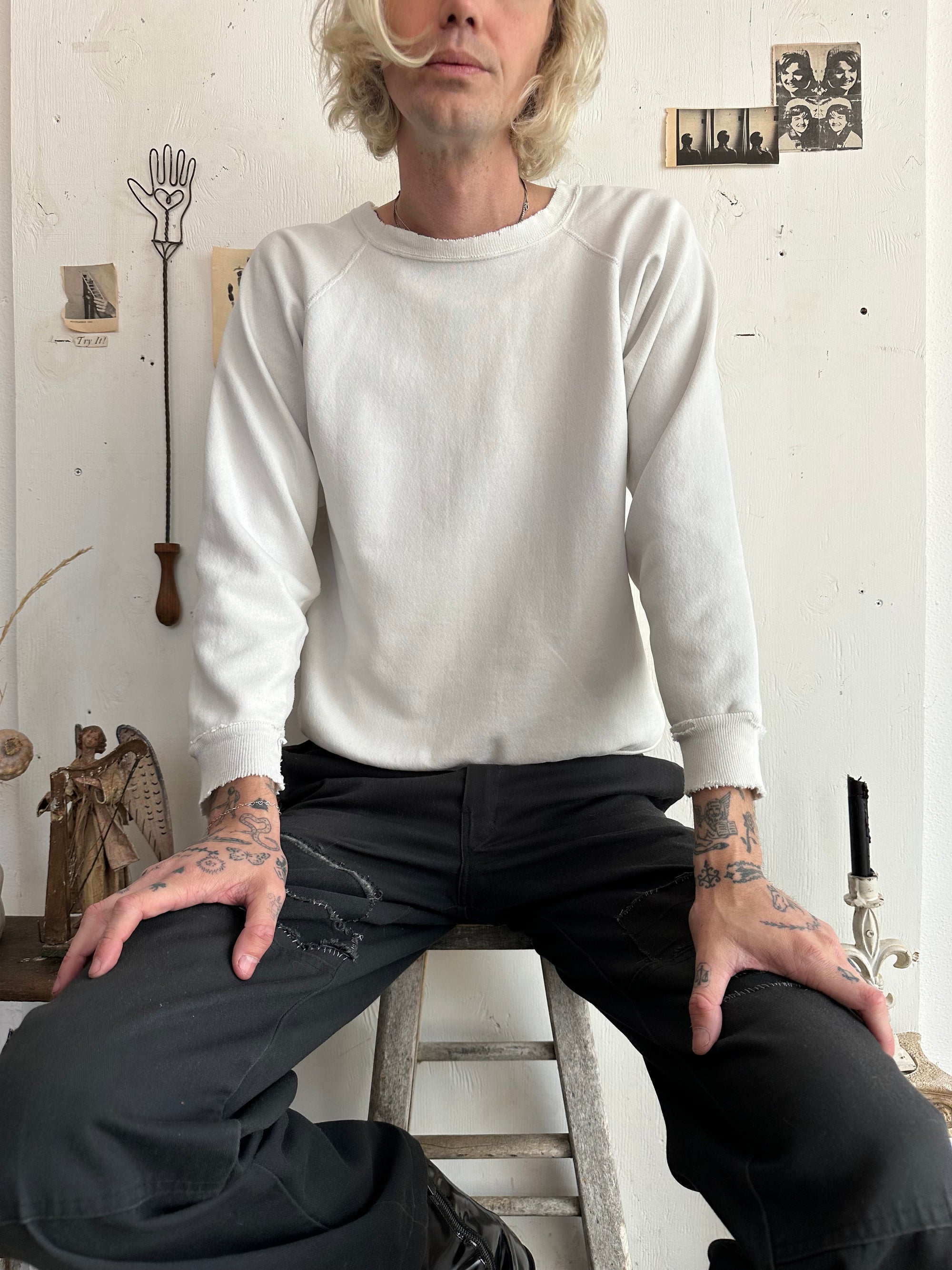 1980s Well Worn White Sweatshirt