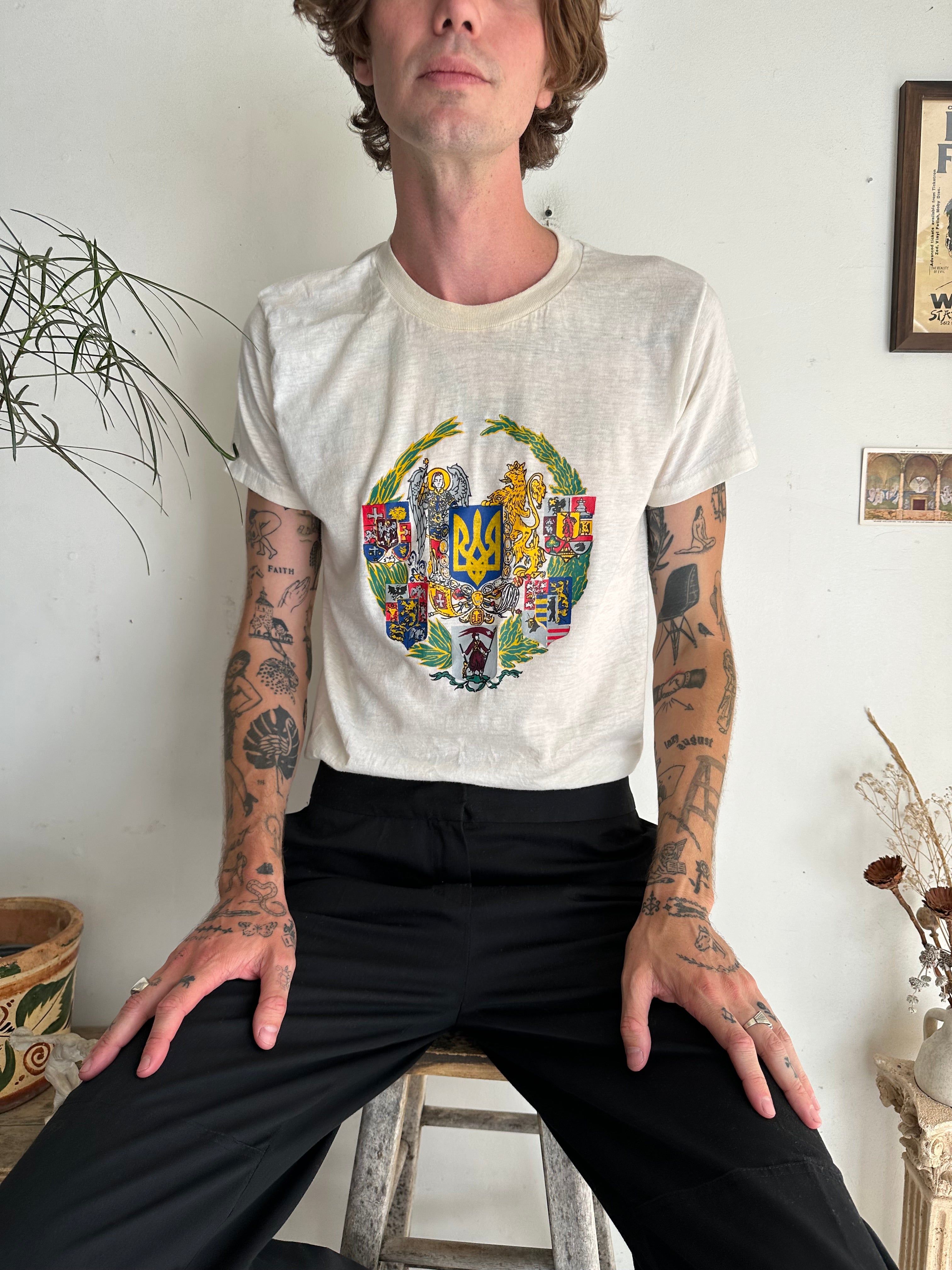 1980s Discolored Crest T-Shirt (M/L)