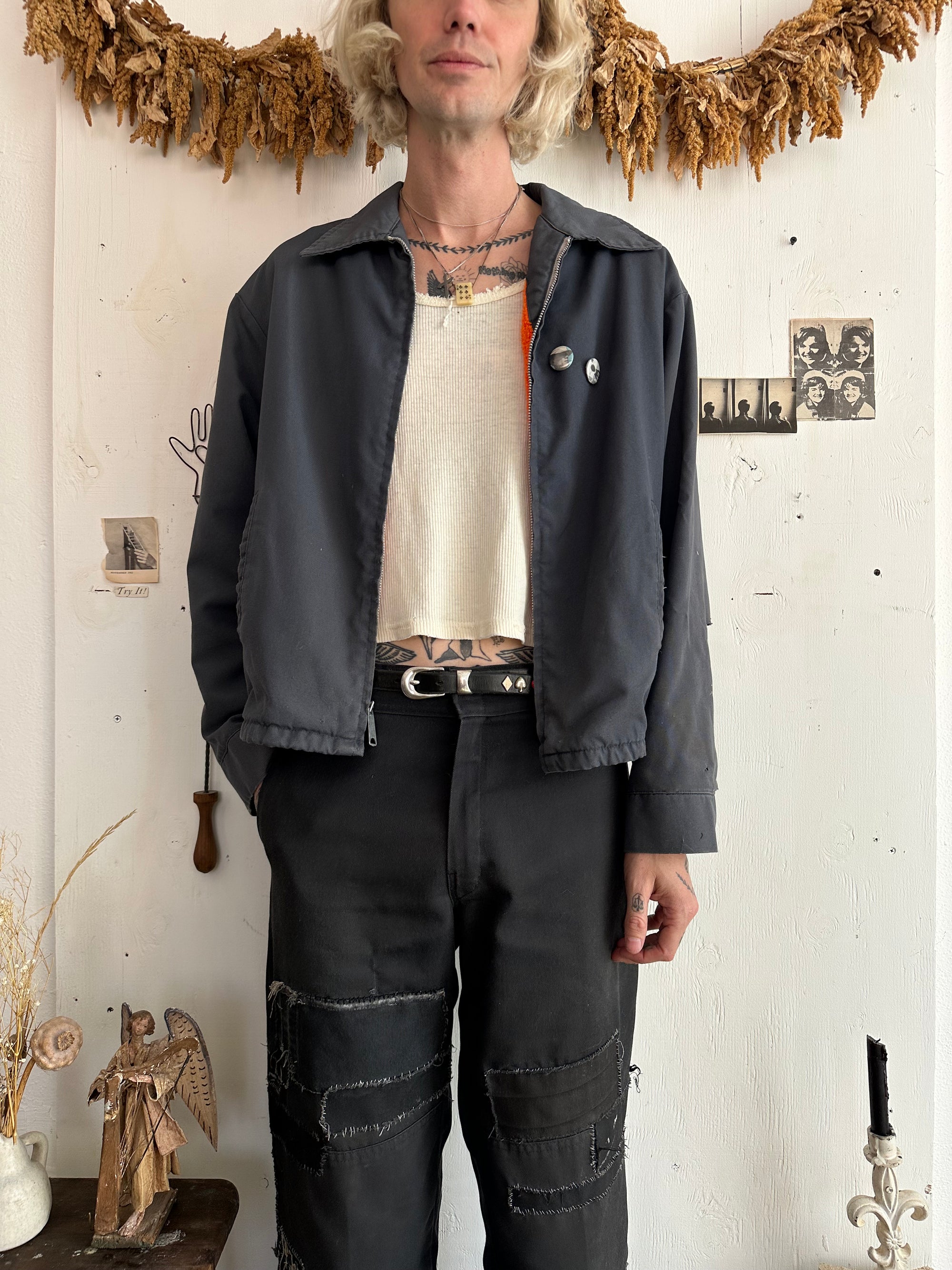 1970s Slate Grey Big Mac Jacket W/ Pins