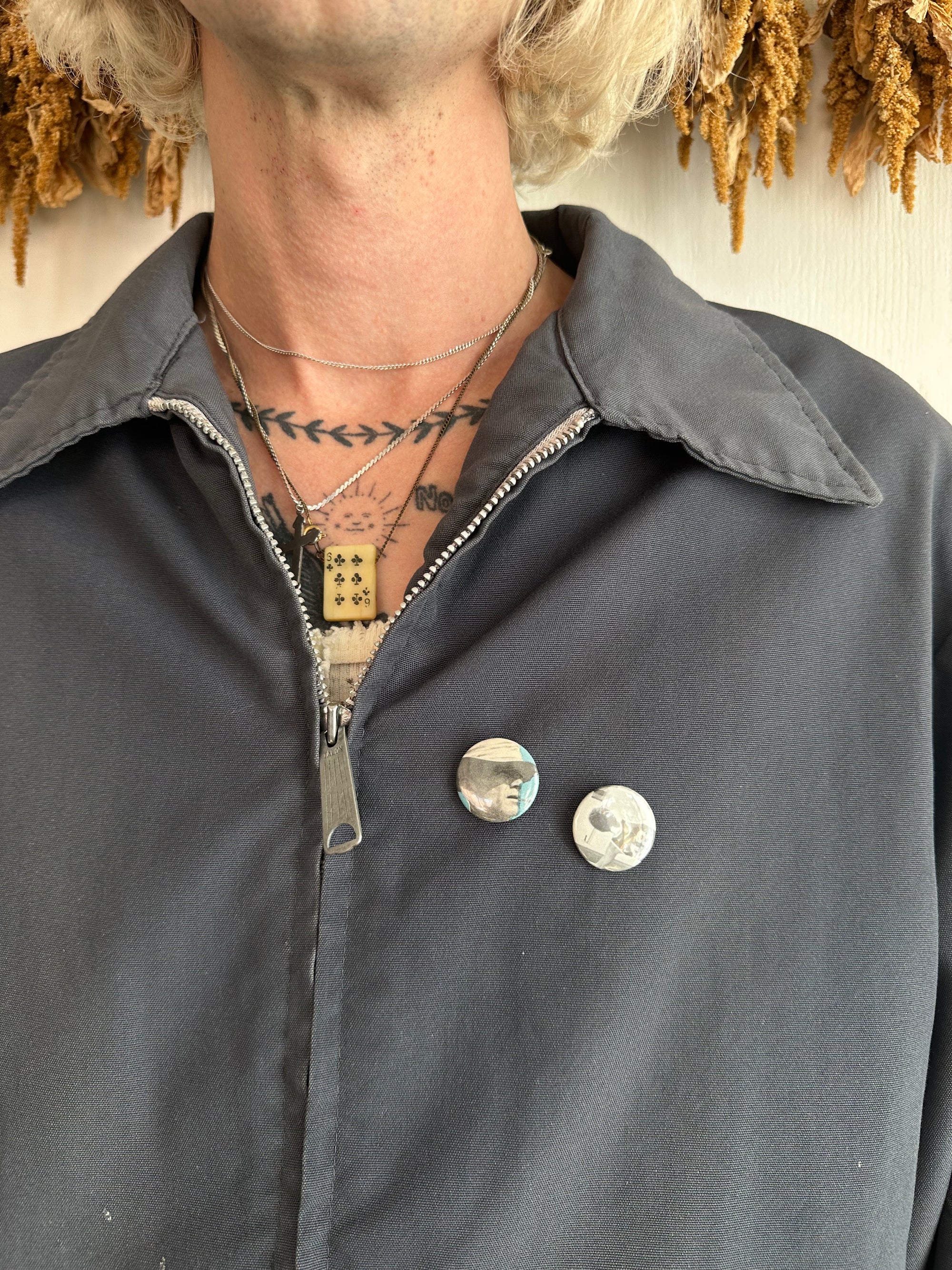 1970s Slate Grey Big Mac Jacket W/ Pins