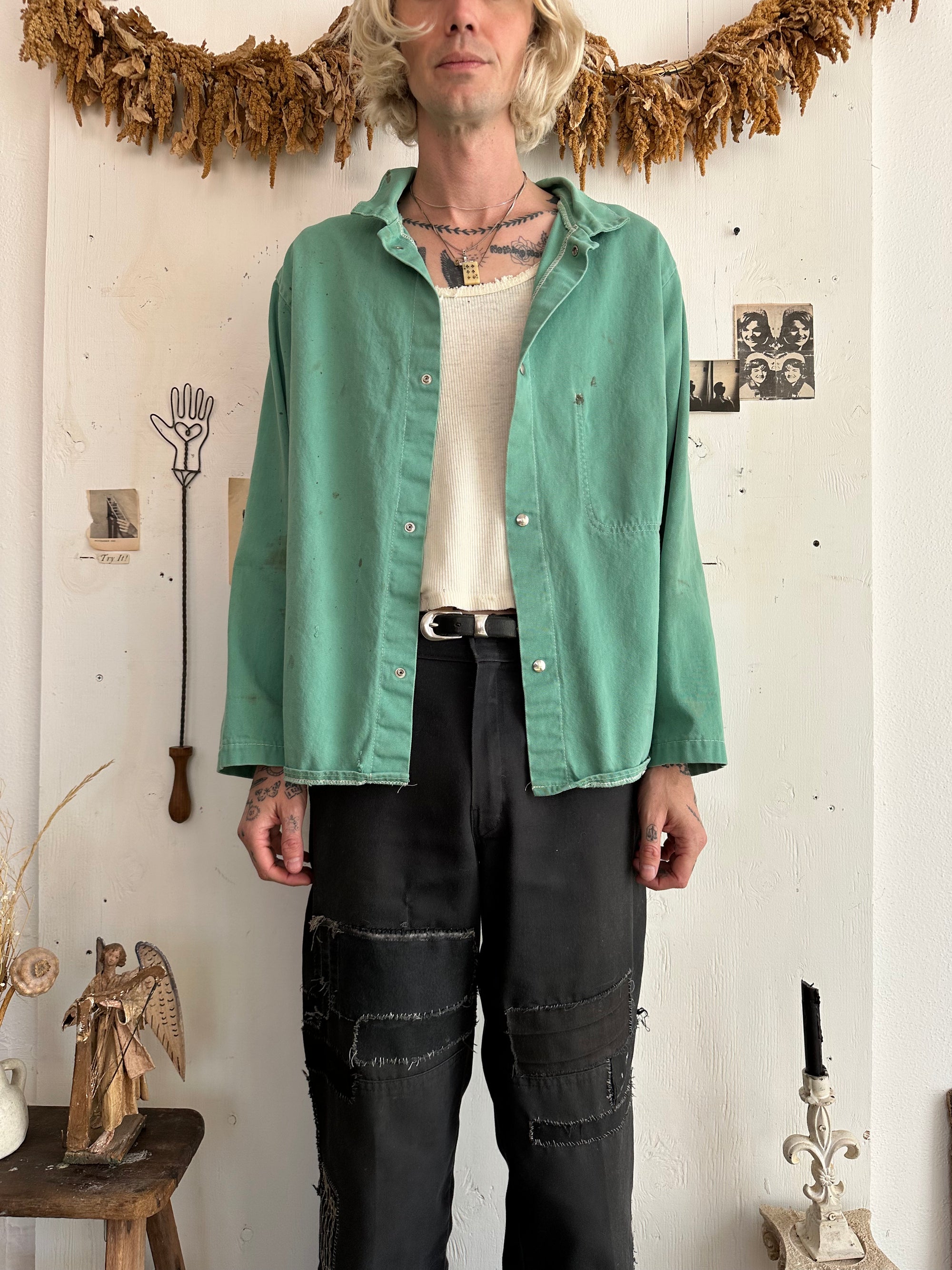 1980s Thrashed Snap Button Chore Shirt