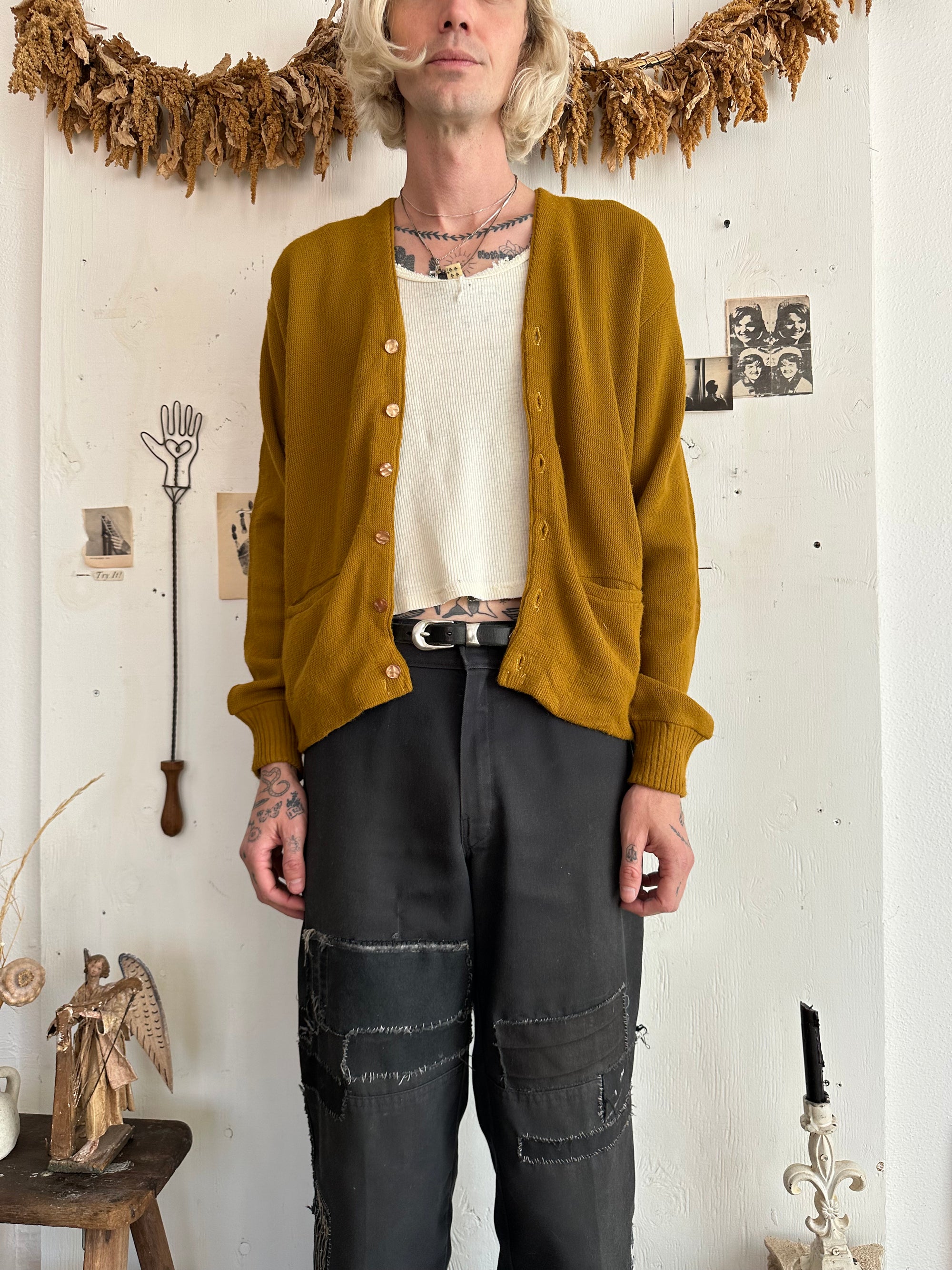1970s Acrylic Mustard Cardigan