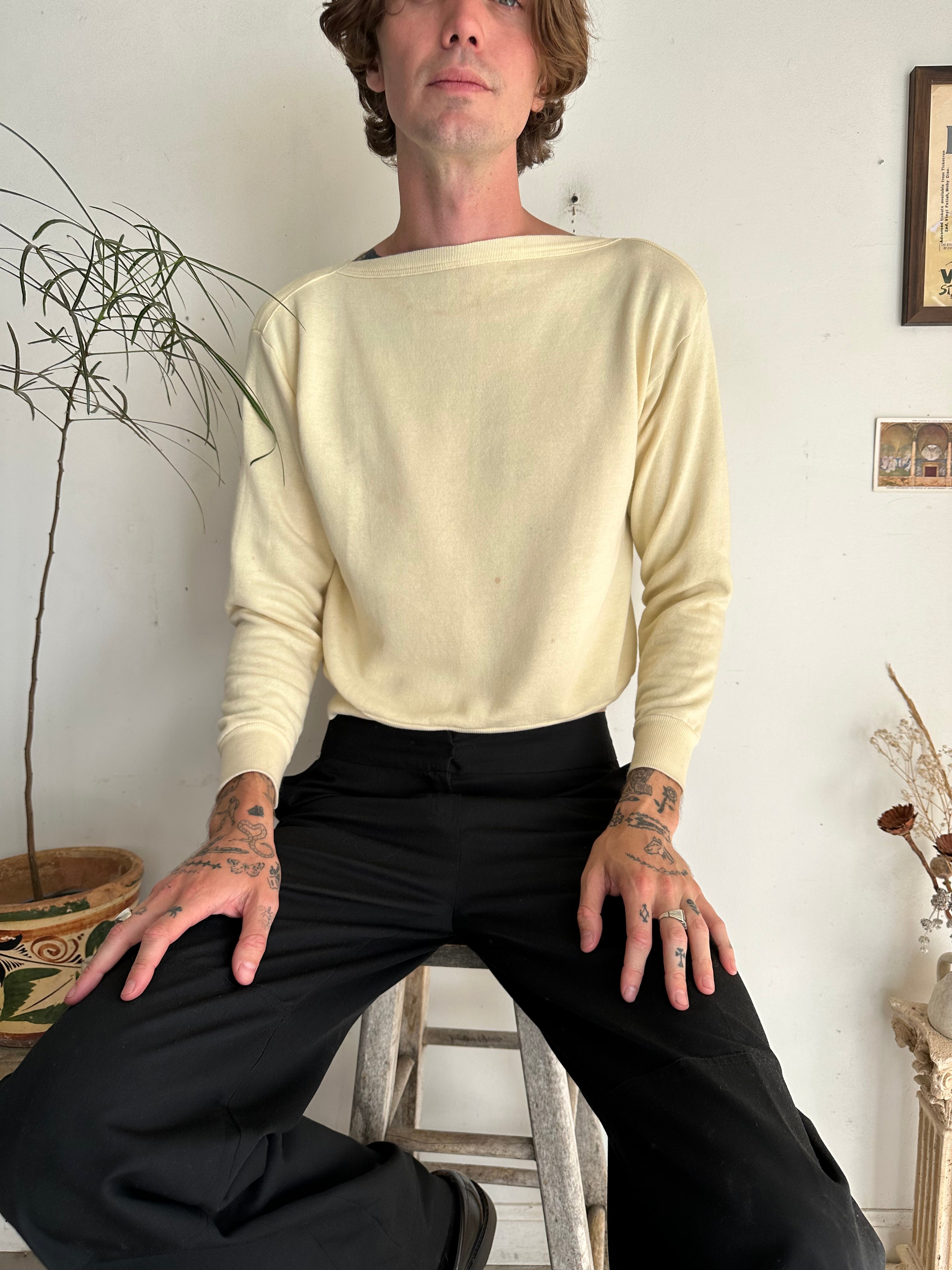 1970s Cream Boat Neck Sweatshirt (S/M)