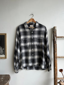 1950s Well-Worn Shadow Plaid Rayon Shirt (M/L)