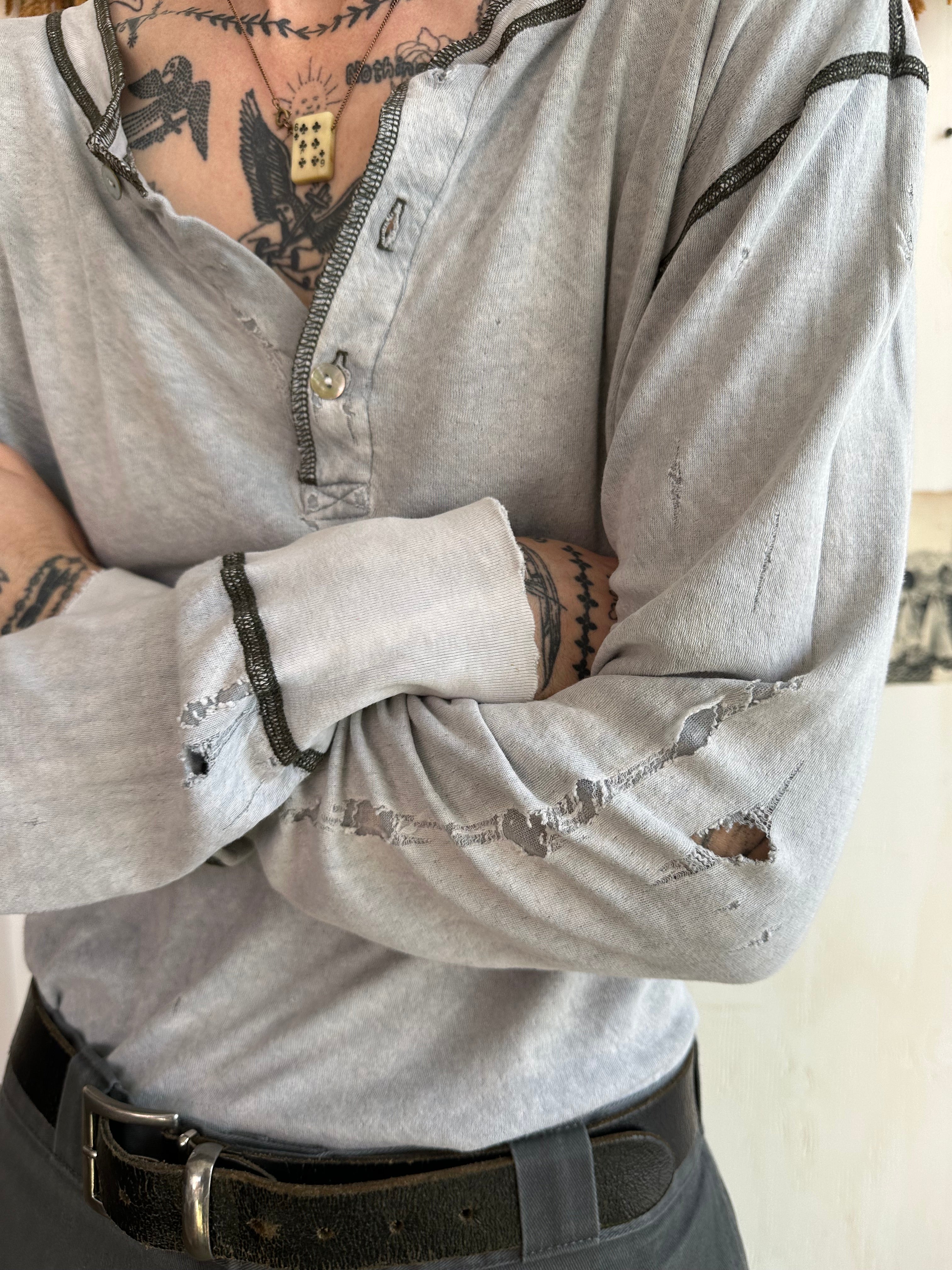 1990s Thrashed Paper Thin Henley (L/XL)