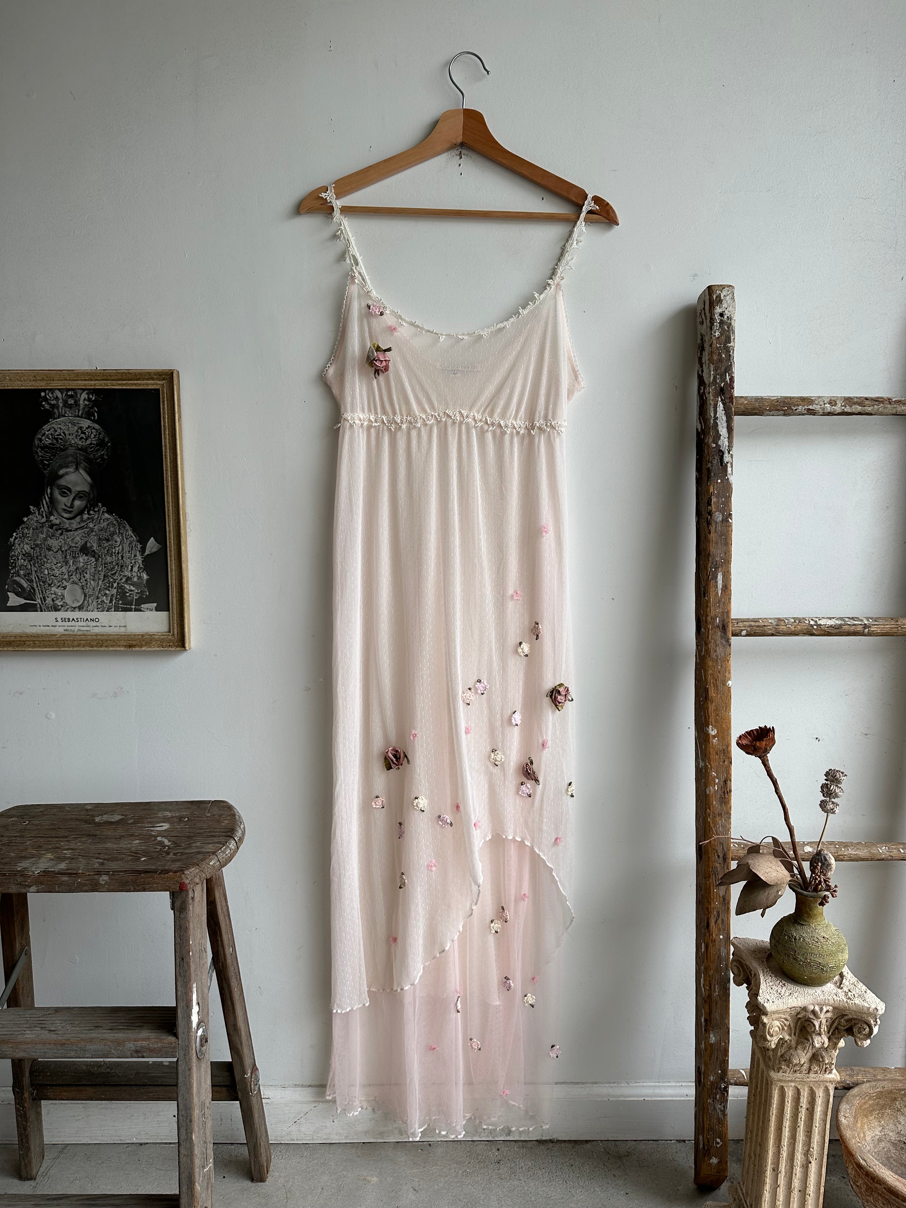 1990s Sheer Floral Claire Pettibon Slip (S/M)