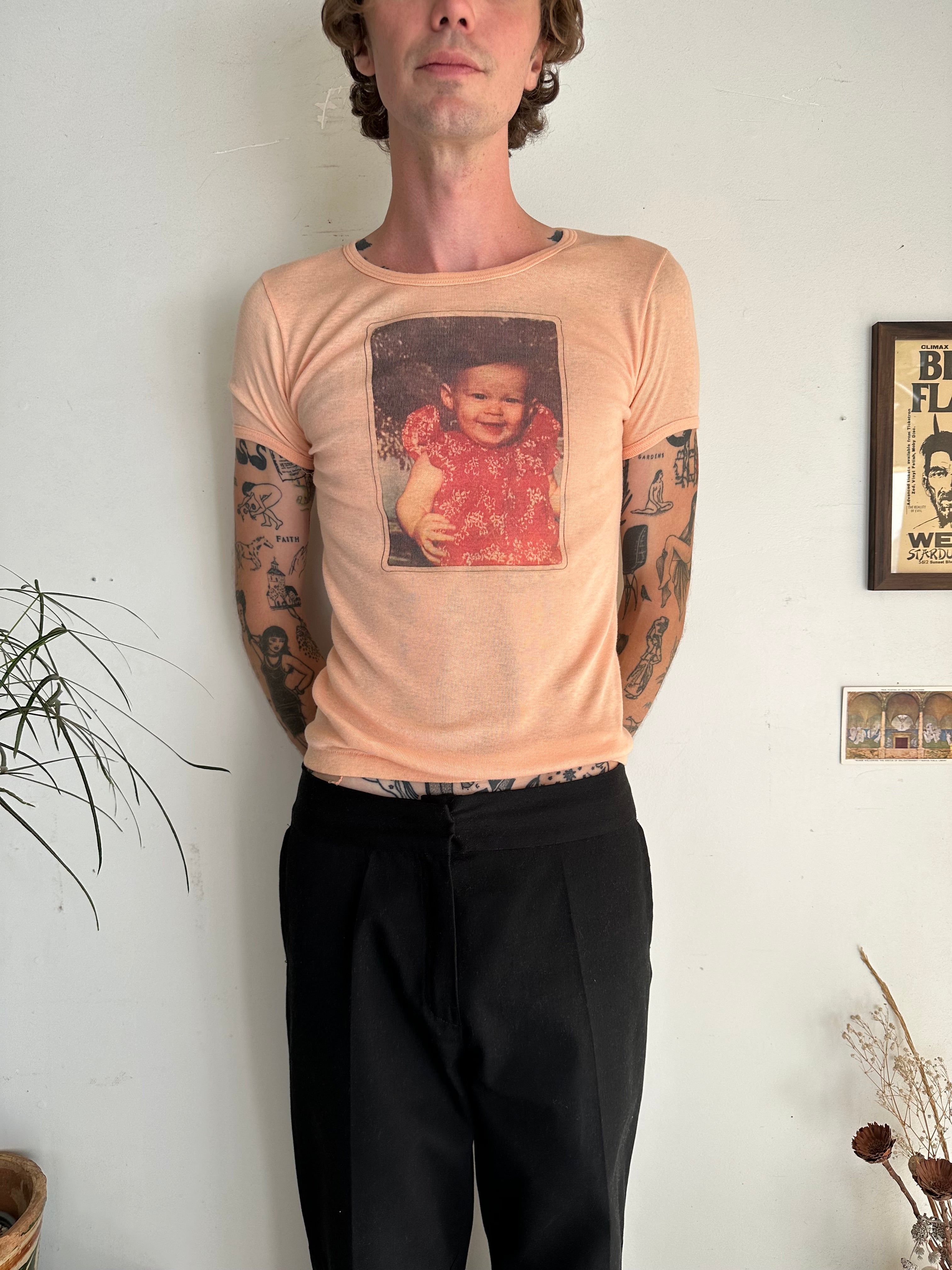 1970s Faded Baby Portrait Tee (S/M)