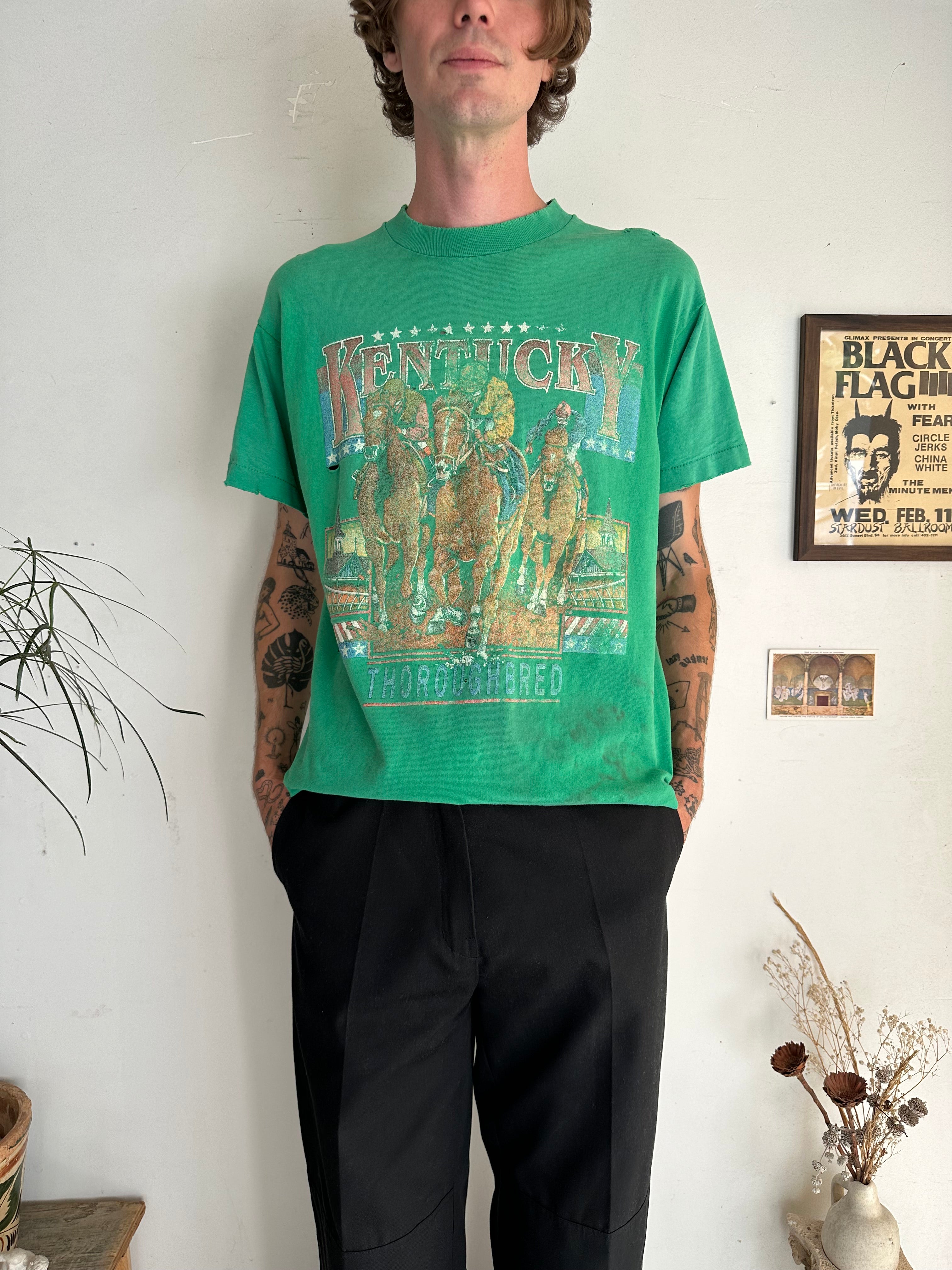 1990s Thrashed Kentucky Thoroughbred Tee (L)