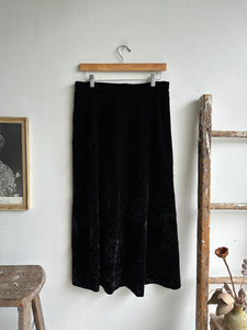 1990s Black Velvet Skirt (M)