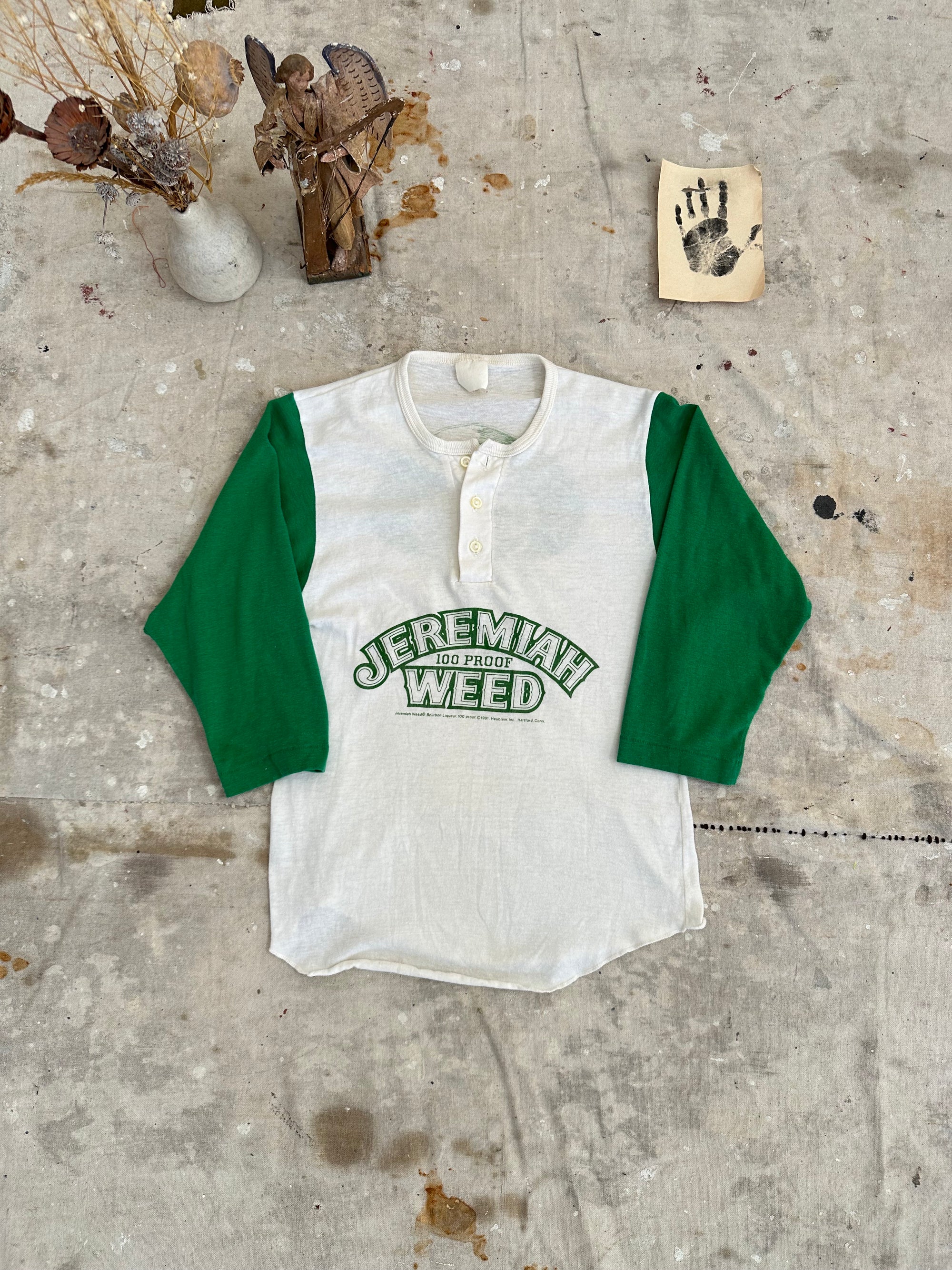 1970s Jeremiah 100 Proof Weed Baseball Henley Tee