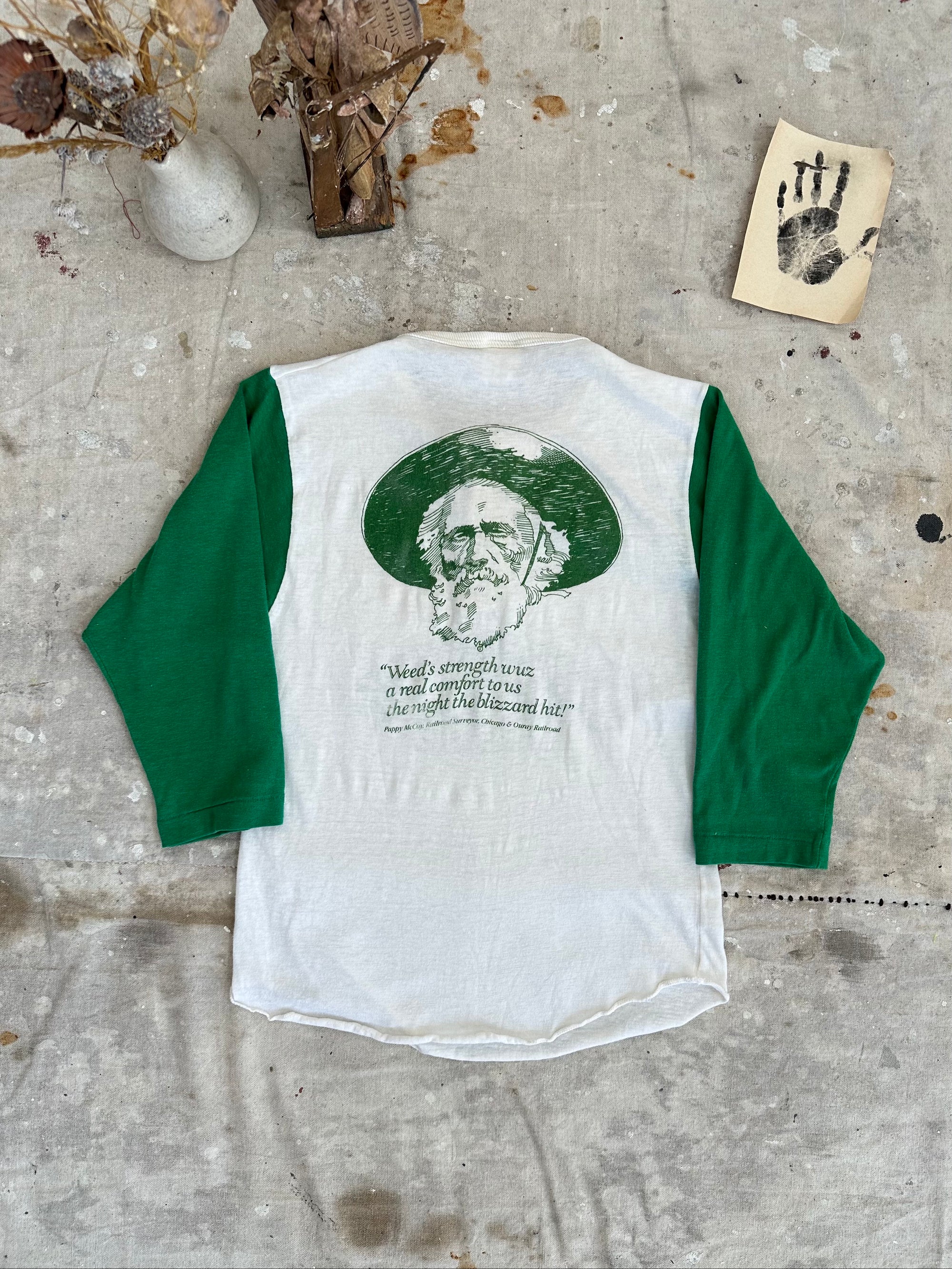 1970s Jeremiah 100 Proof Weed Baseball Henley Tee