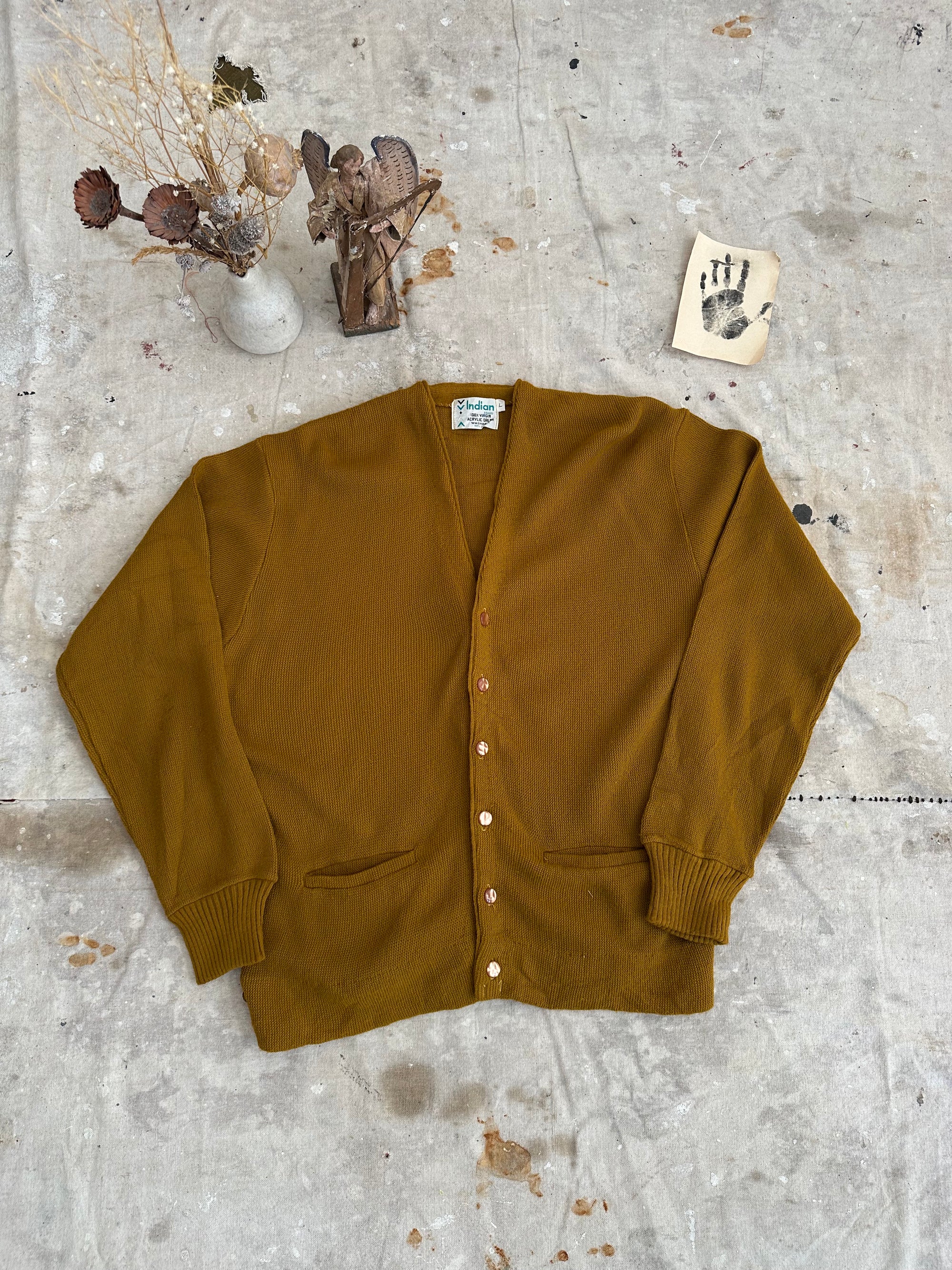 1970s Acrylic Mustard Cardigan