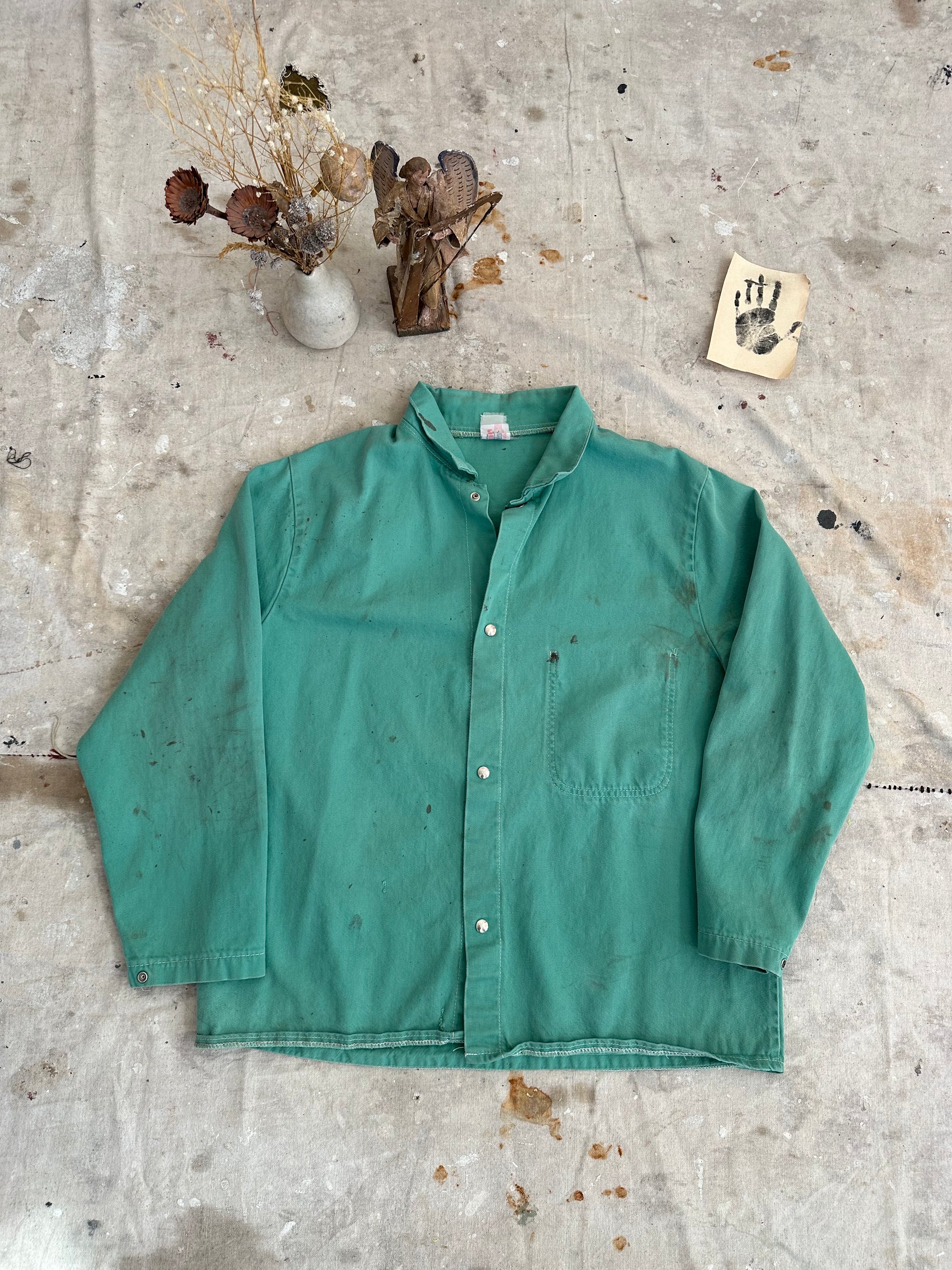 1980s Thrashed Snap Button Chore Shirt