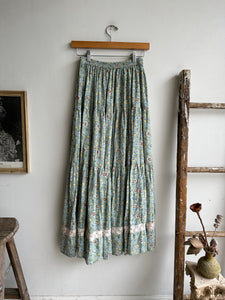 1990s Sage Green Floral Skirt (XS/S)