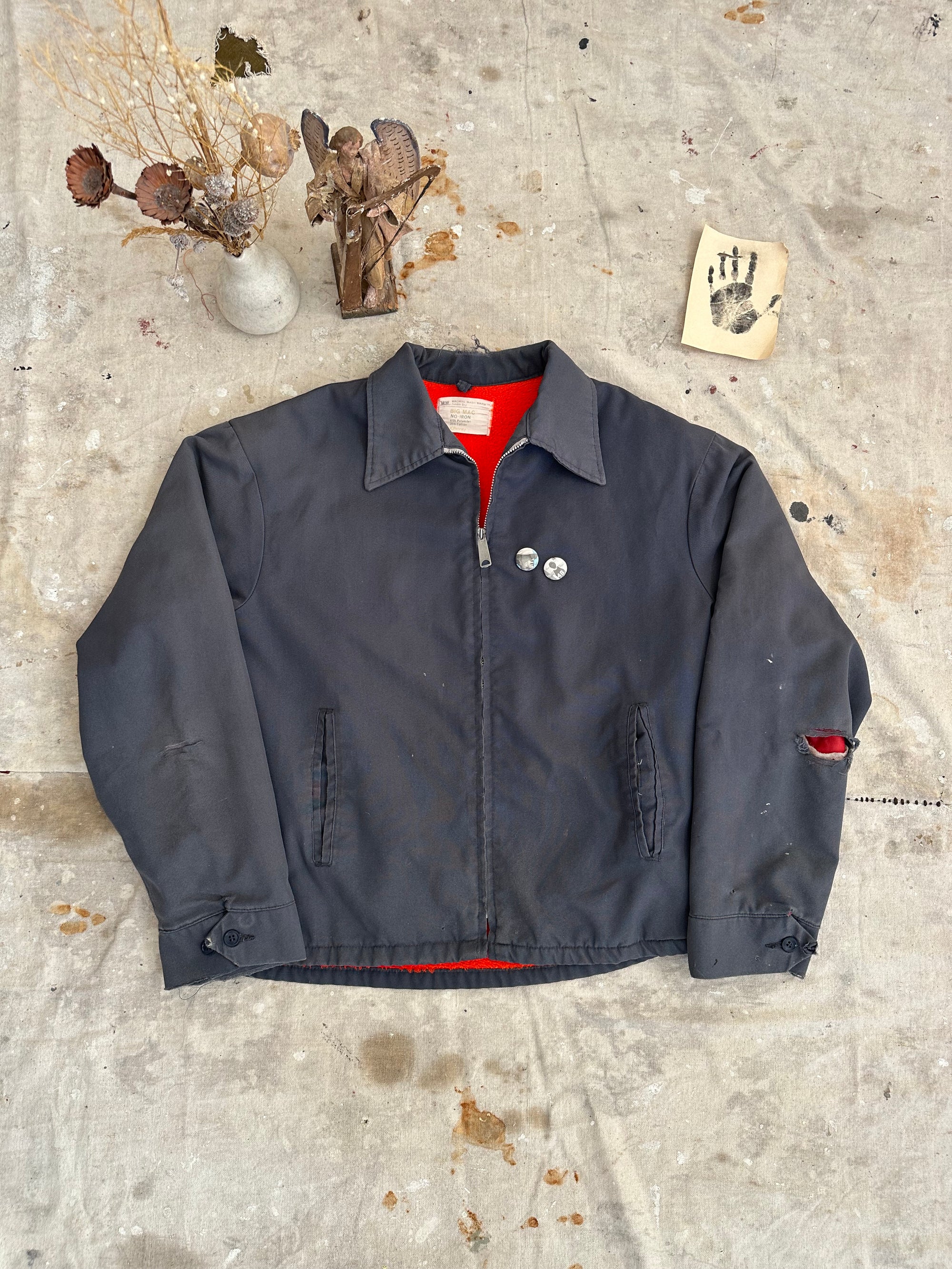 1970s Slate Grey Big Mac Jacket W/ Pins